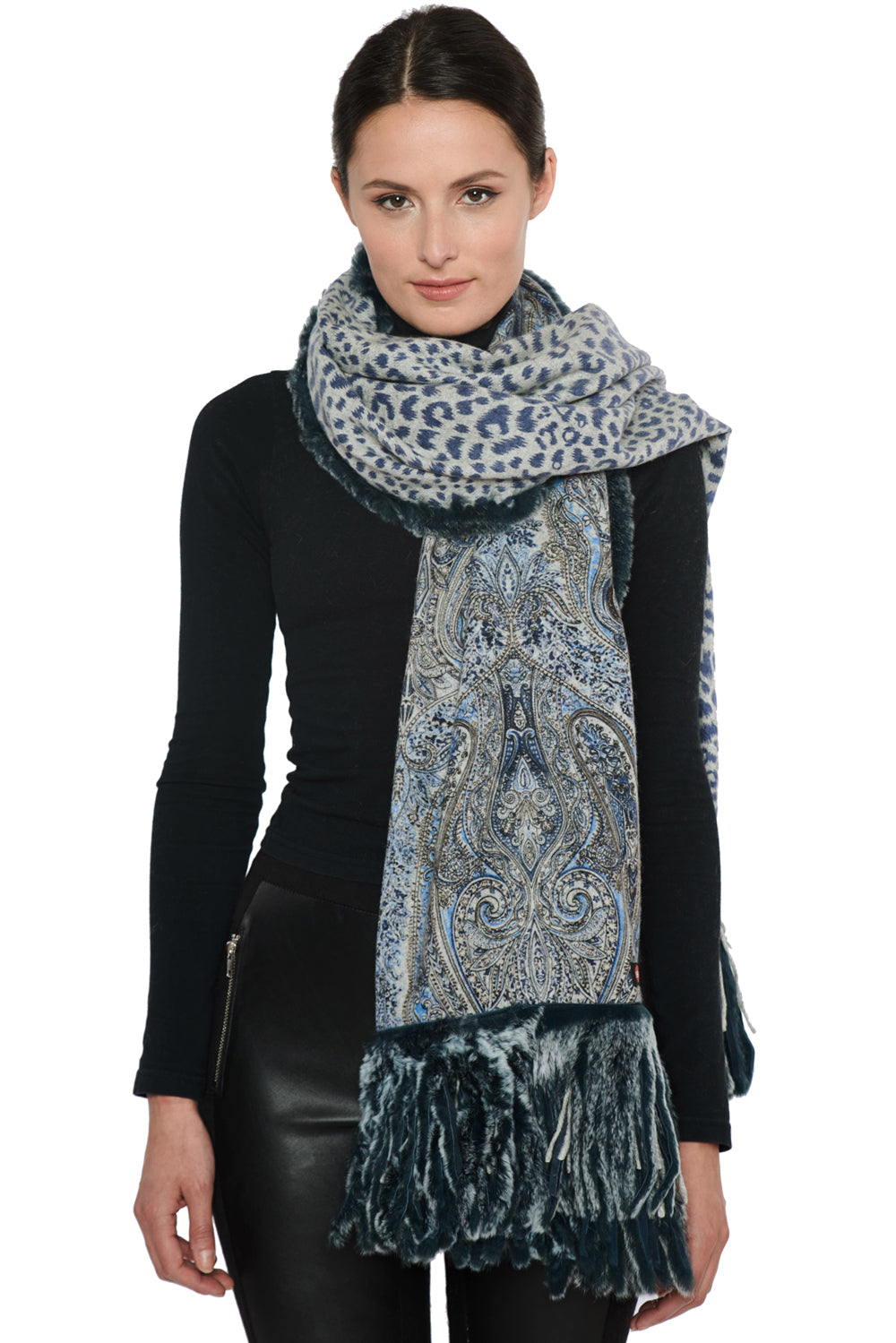 Dax - Double-Sided 100% Cashmere Wrap with Rex Trim