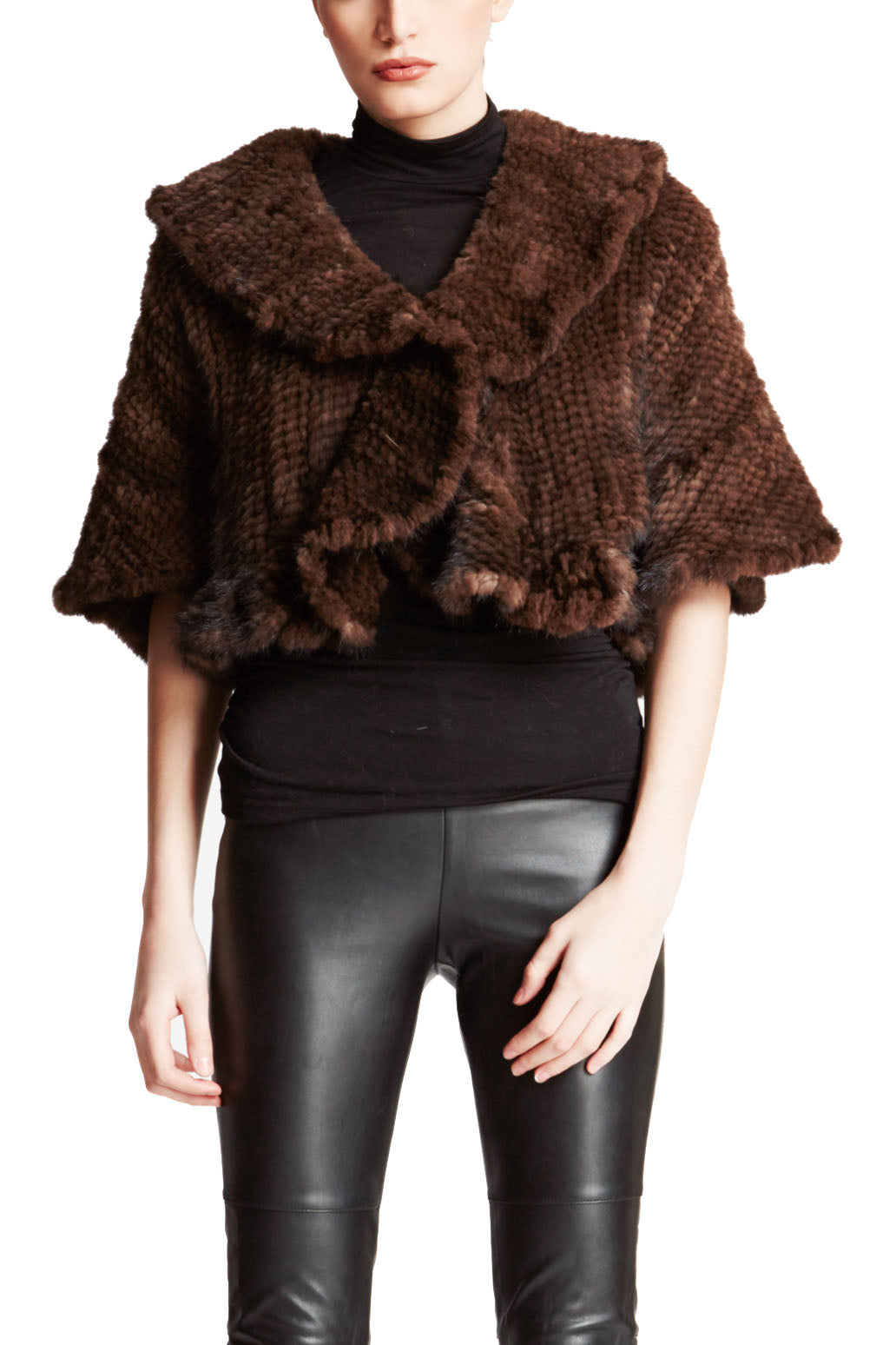 FERNIE - Knitted Mink Ruffle Bolero