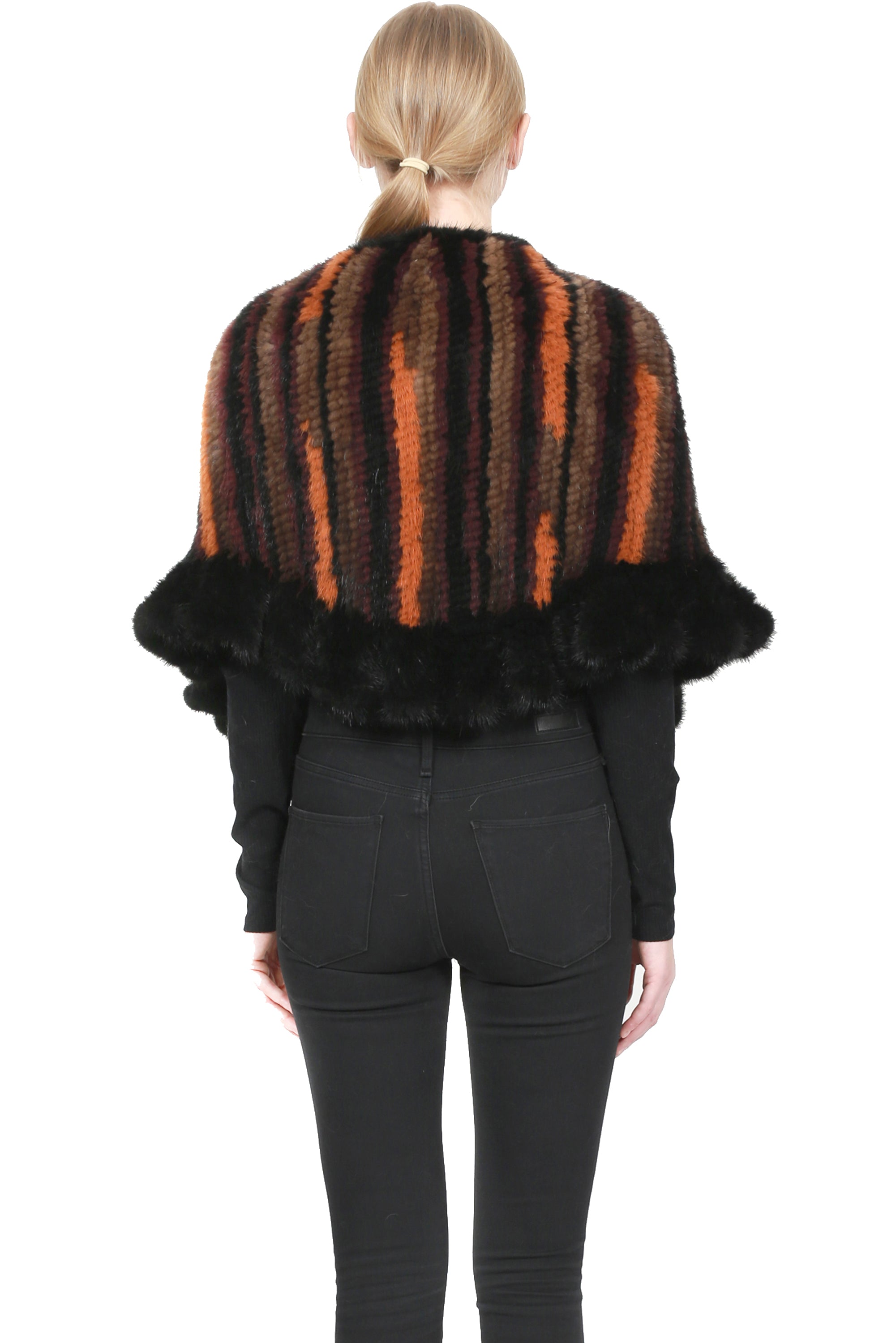 BARUUN - Knitted Mink Shrug with Multicolor Details