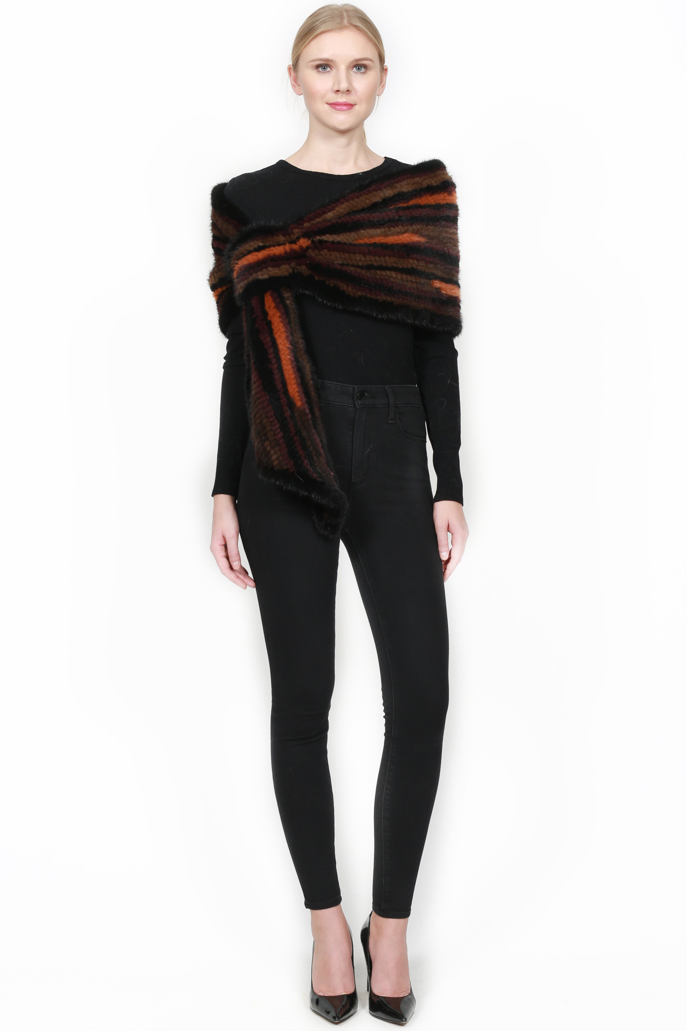 SALO - Knit Mink Fur Pull Through Wrap