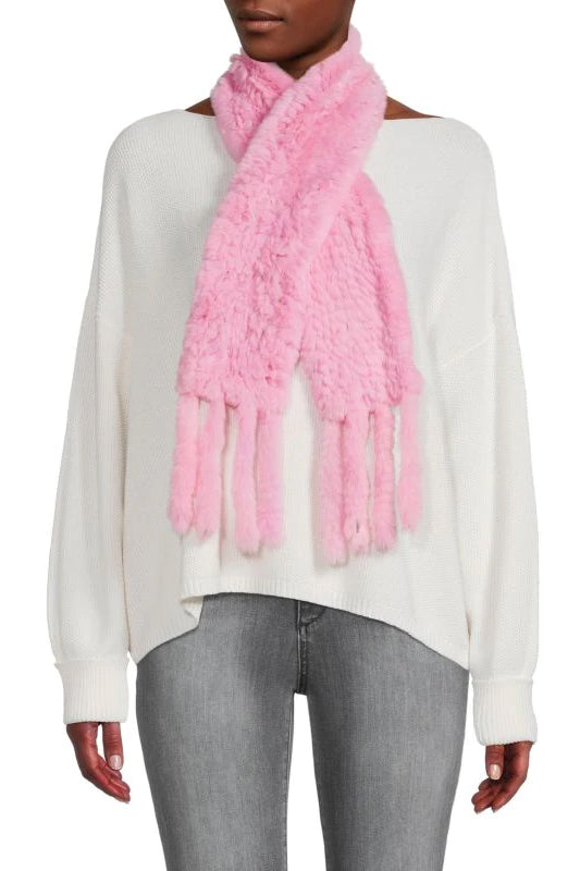 NEWBURY - Knitted Rex Rabbit Scarf with Fringes