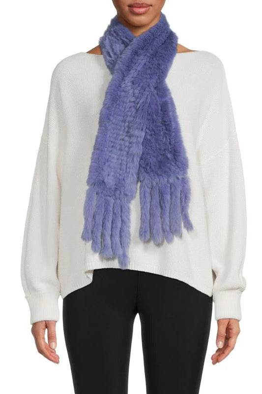 NEWBURY - Knitted Rex Rabbit Scarf with Fringes