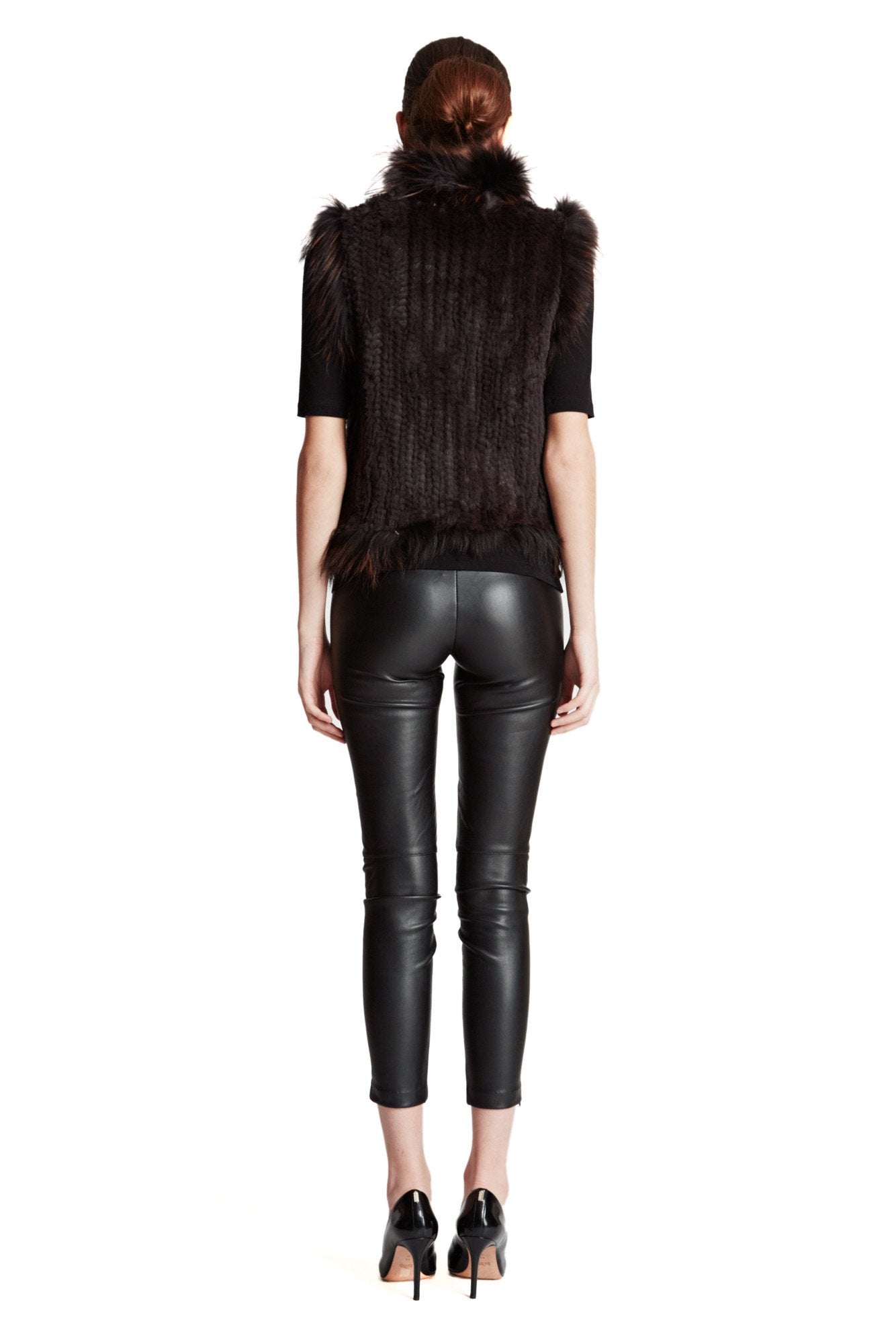 Rex Rabbit Vest with Raccoon Trim