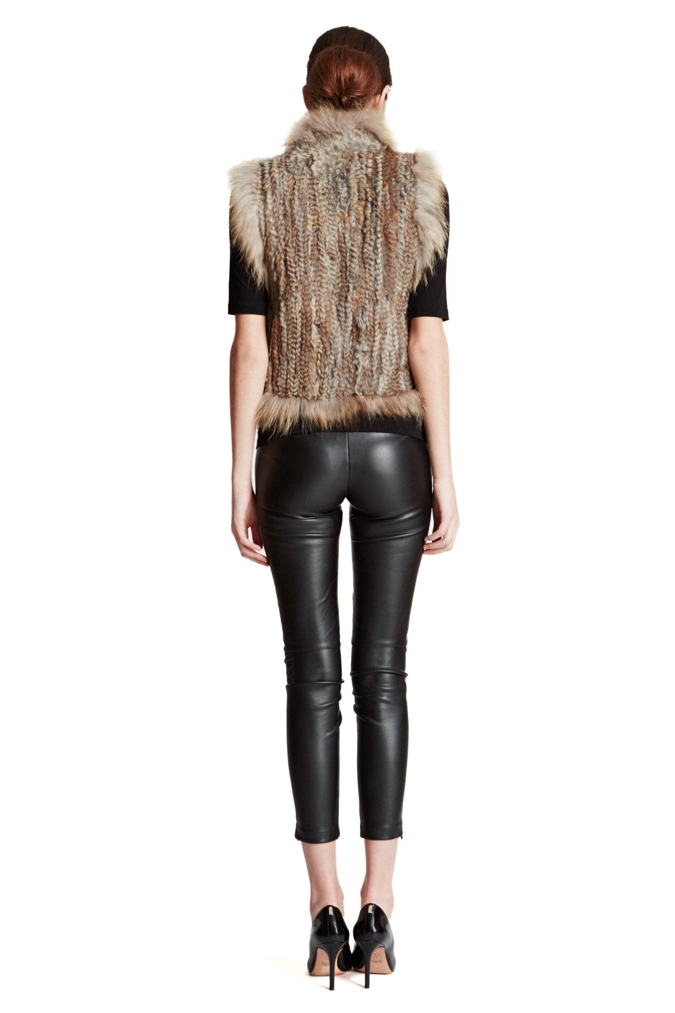 Rex Rabbit Vest with Raccoon Trim