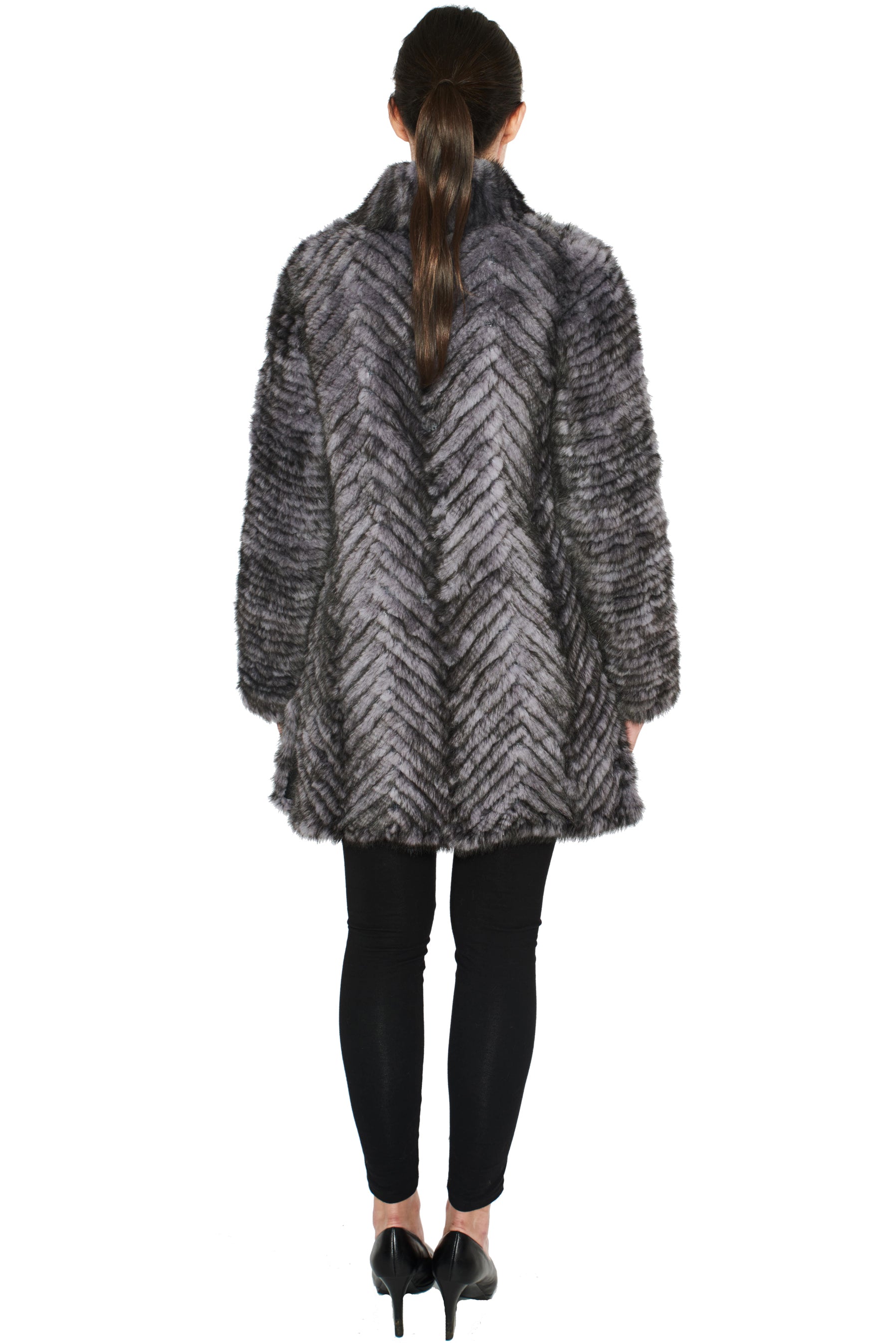 BLOOMSBURY - Layered Mink Jacket with Herringbone Pattern