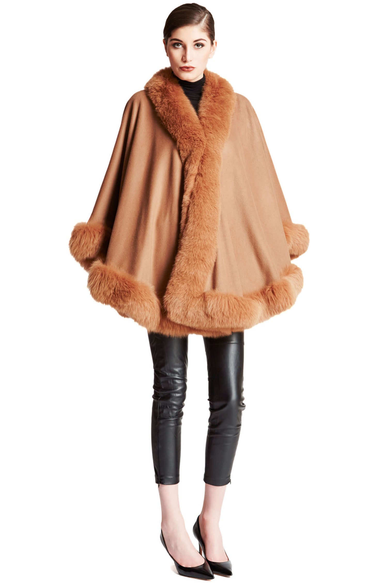 SELM - Cashmere Cape with Fox Trim