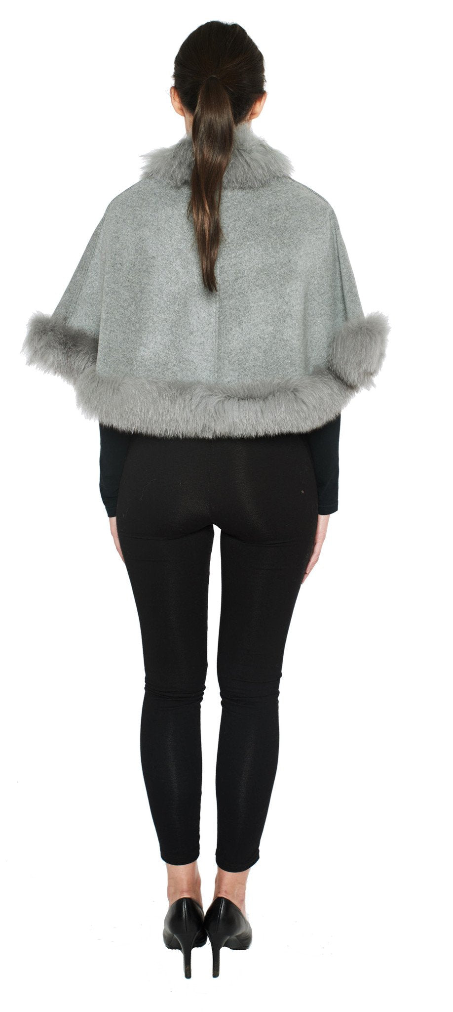 MISSOULA - Cashmere Short Cape with Fox Trim