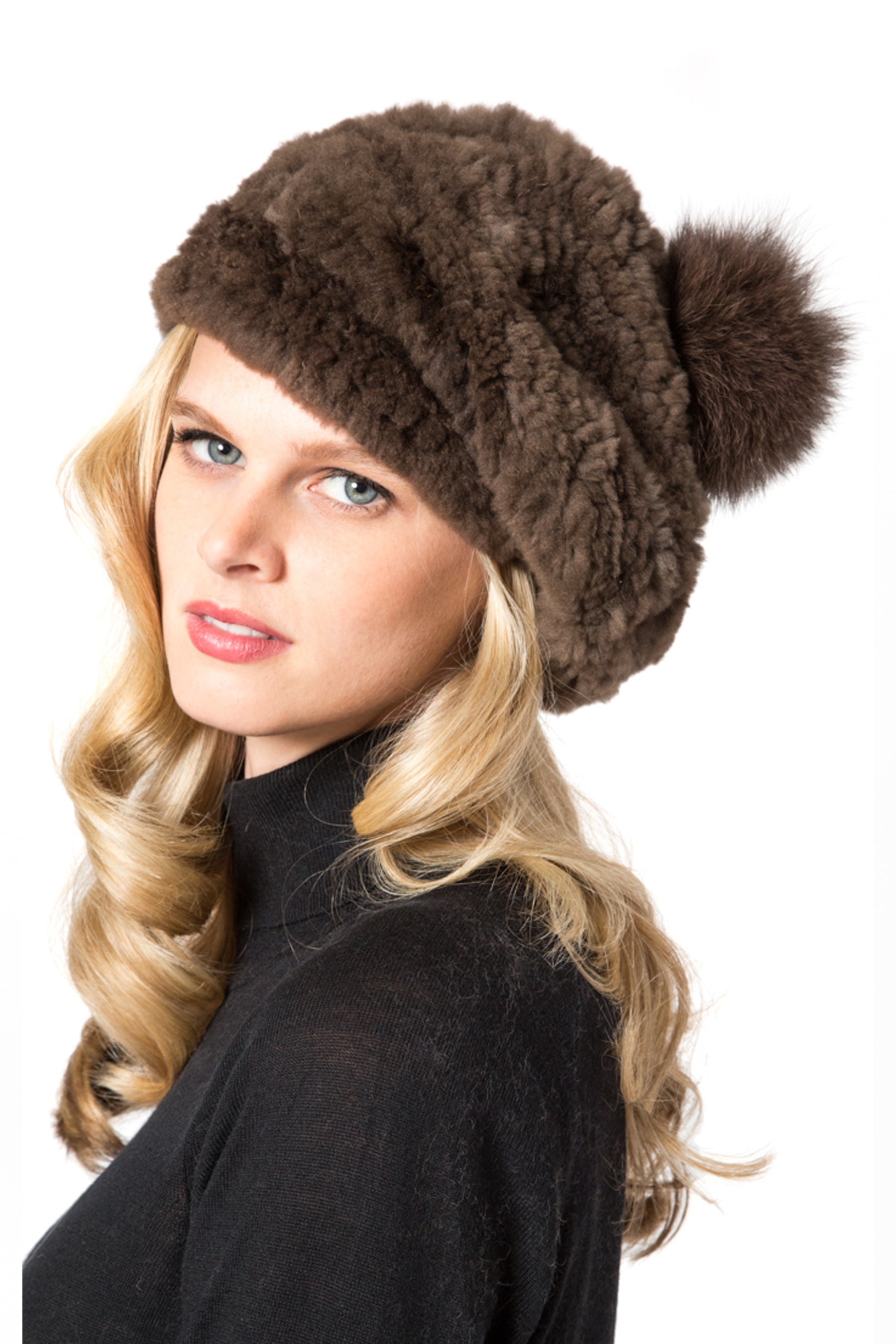 SYRACUSE - Pom-Pom Beaver with Fox Fur Beanie