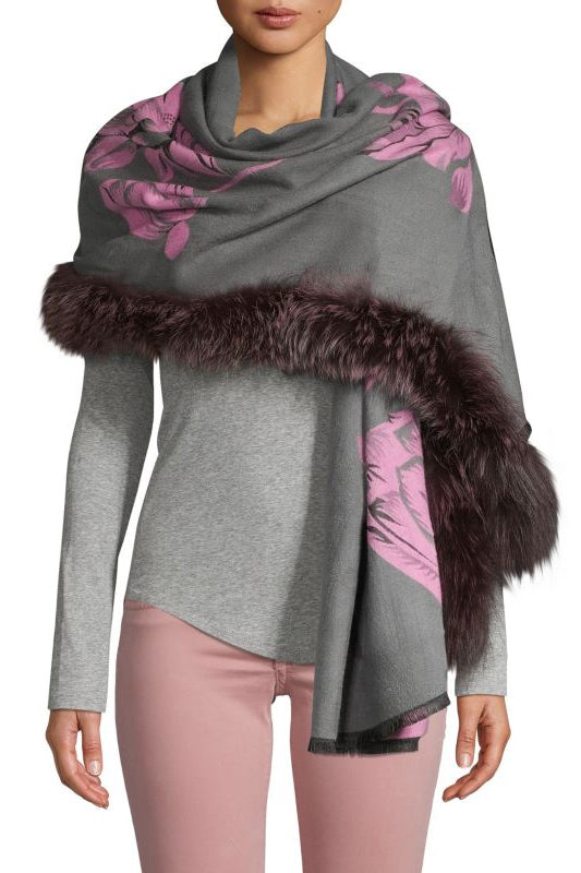 Belle Fare fox fur buy ans cashmere wrap