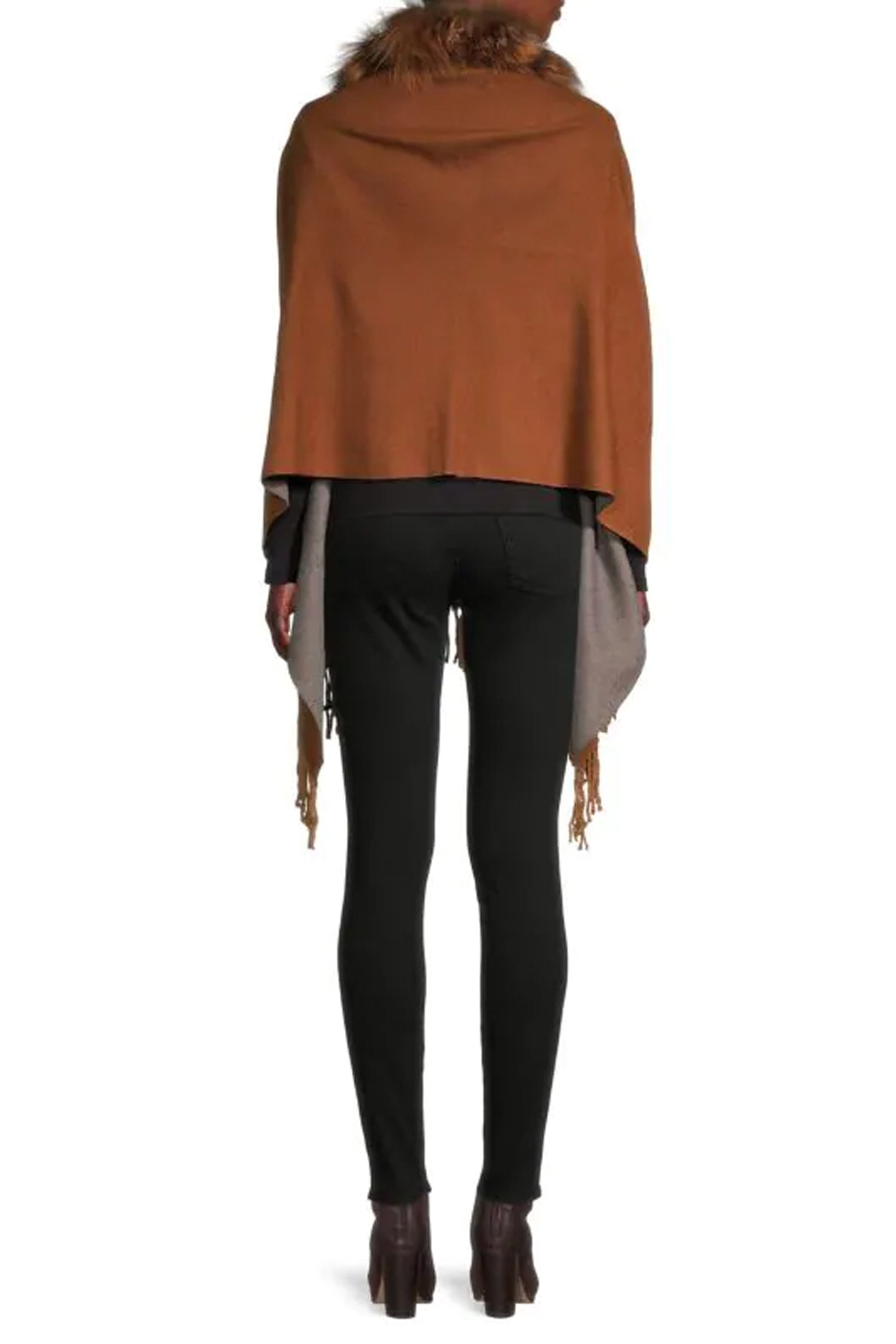 GLACE - Fox Fur-Trim & Wool-Blend Wrap