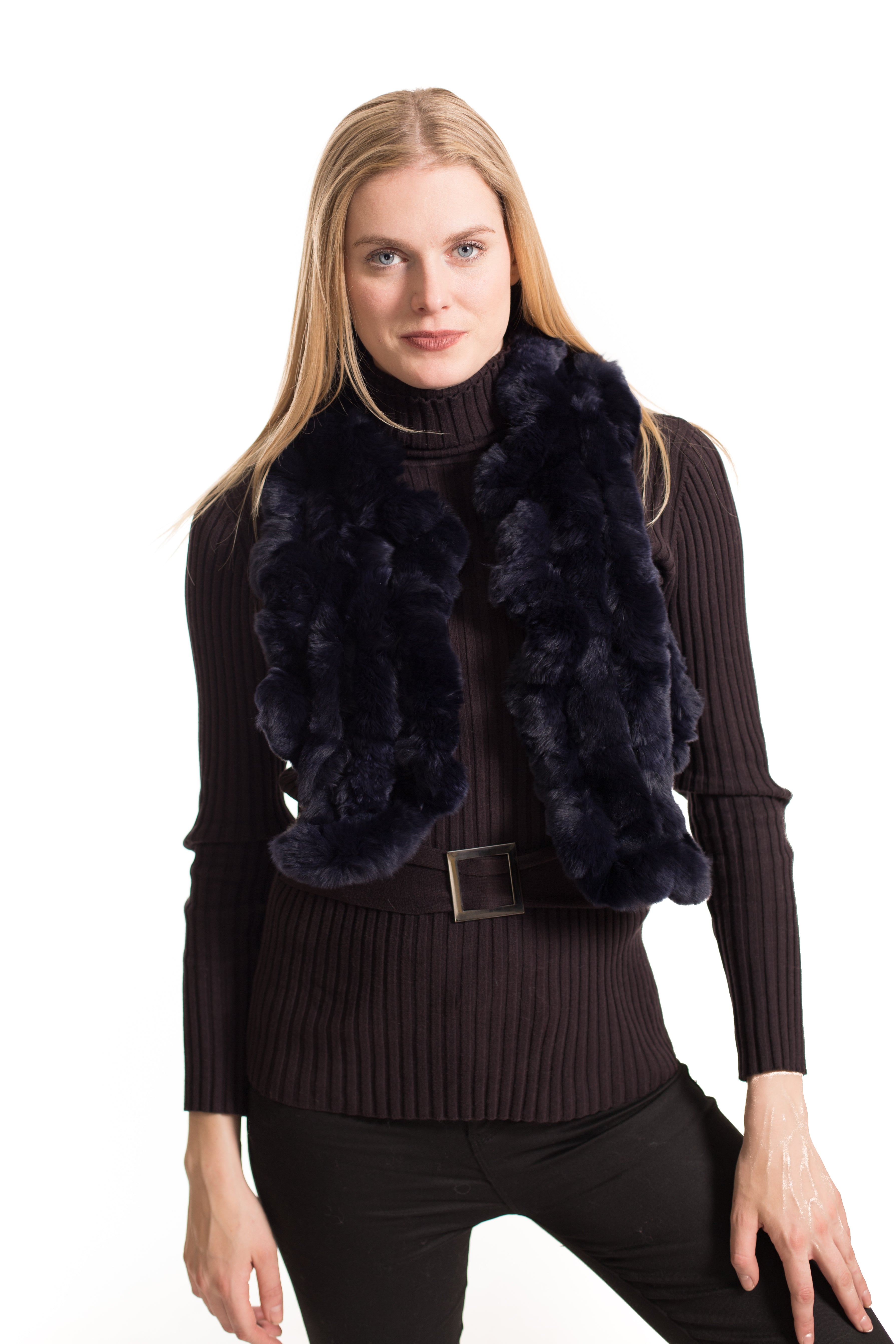 OSA - Long Rex Rabbit Scarf with Ruffles