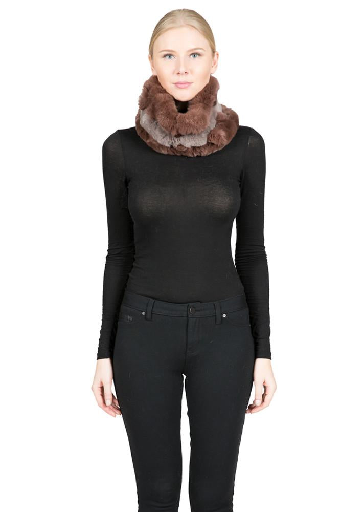 POCATELLA - Knitted Rex Rabbit Cowl Infinity Scarf