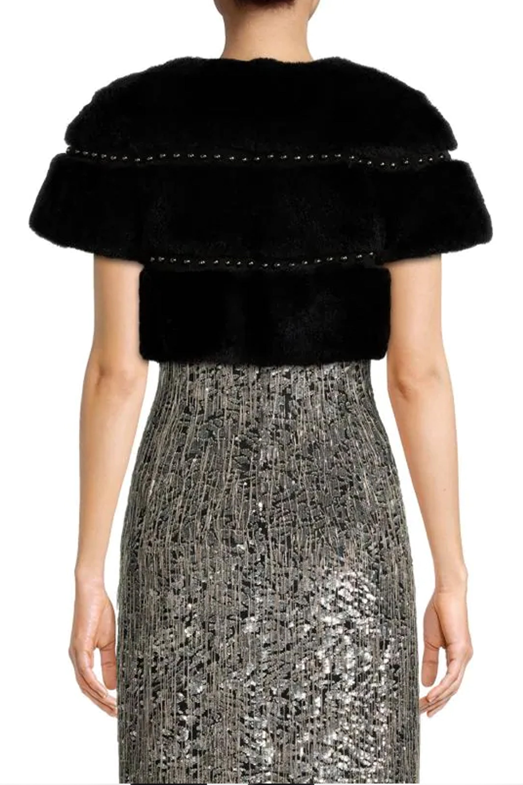 TORONTO - Leather Trim Rabbit Fur Bolero