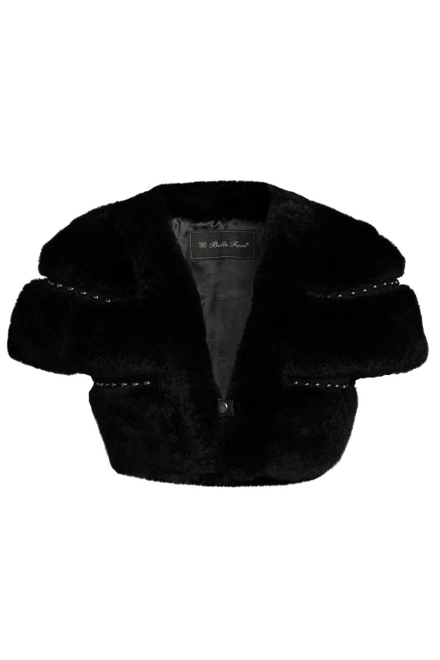 TORONTO - Leather Trim Rabbit Fur Bolero