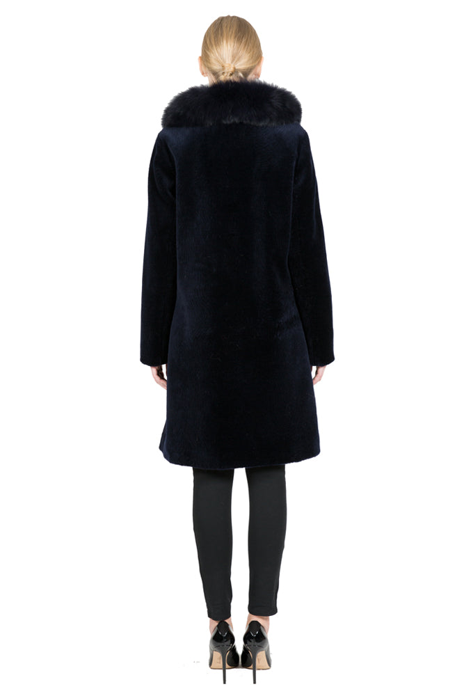 FENLAND - Sheep Fur Coat with Detachable Fox Collar