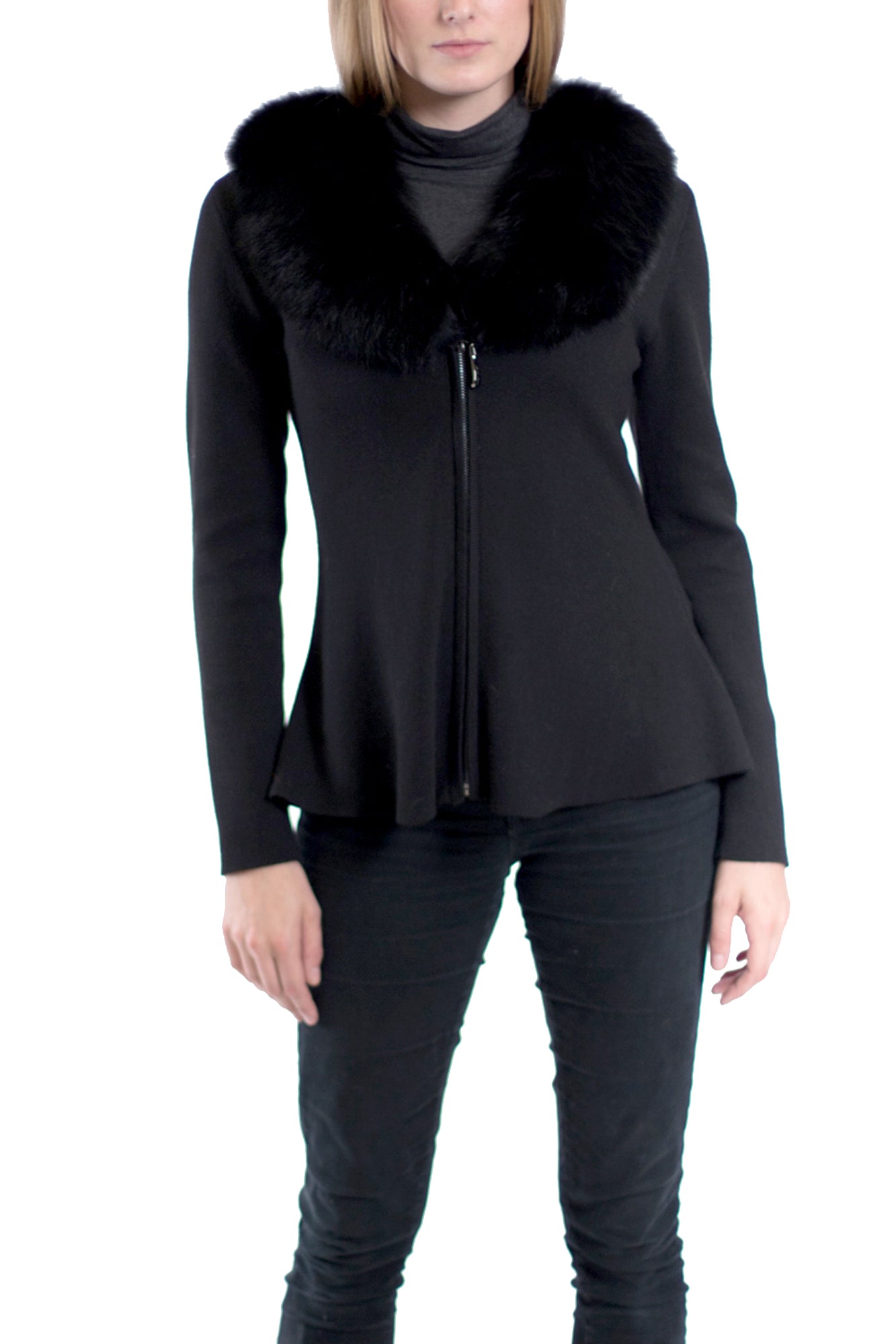 INNSBRUCK- Cashmere Blend Jacket with Fox Collar