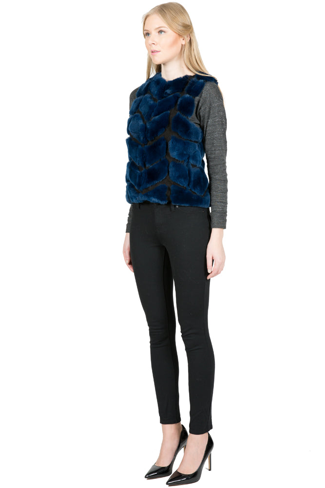KOPING - Short Rex Rabbit Vest with Panels
