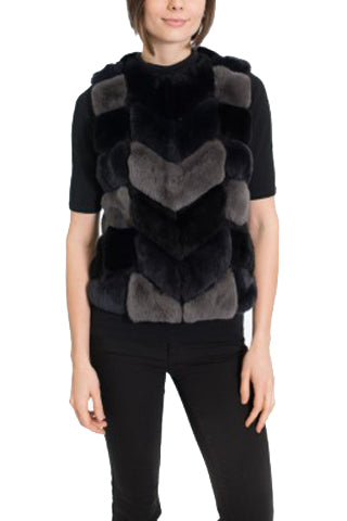KOPING - Short Rex Rabbit Vest with Panels