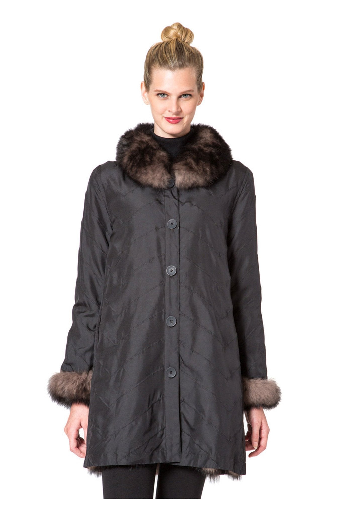 BROADWAY - Lightweight Chevron Fox Reversible Microfabric Jacket