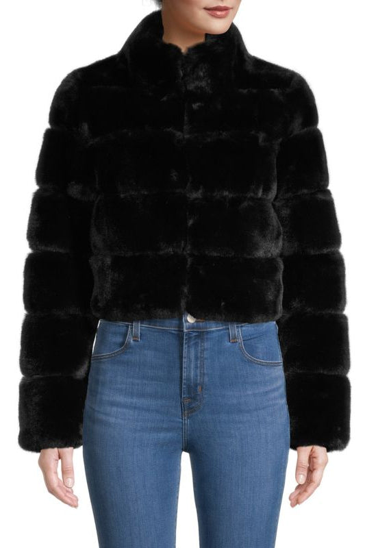 DEVON - Short Faux Rex Fur Jacket