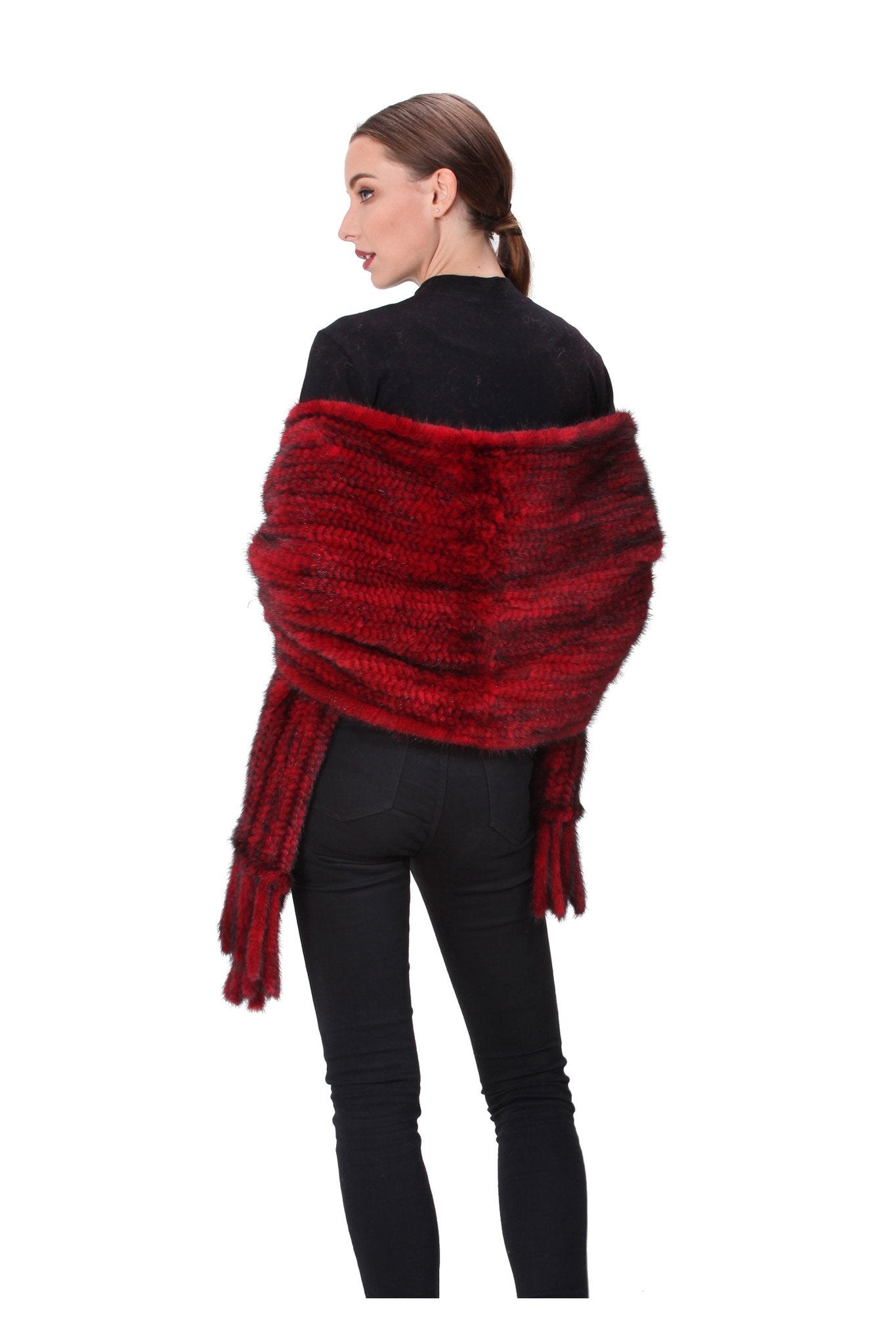 RIF - Knitted Mink Asymmetrical Pull Through Wrap