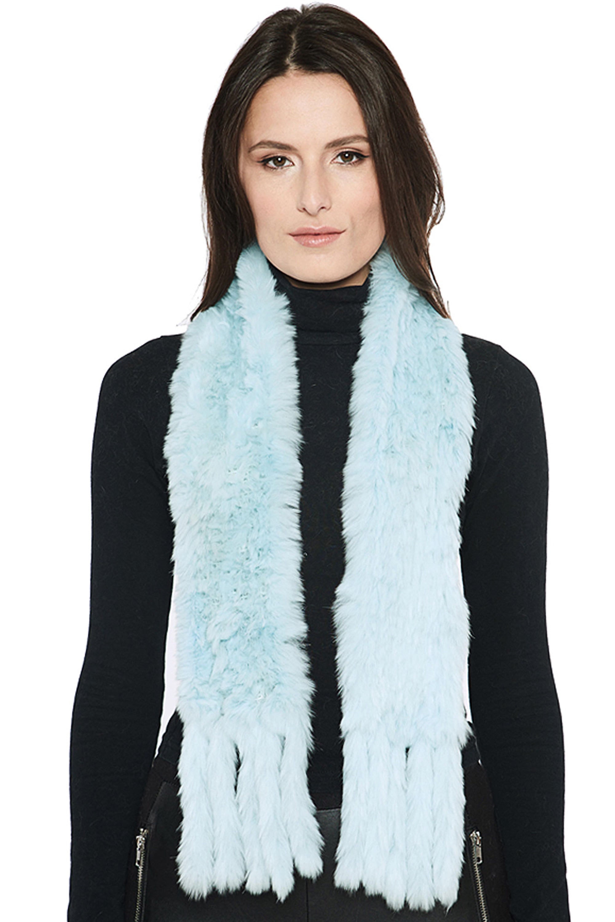 NEWBURY - Knitted Rex Rabbit Scarf with Fringes