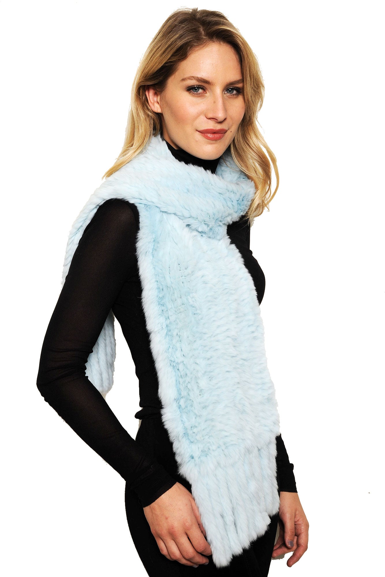 NORDEN - Knitted Fur Scarf with Fringes
