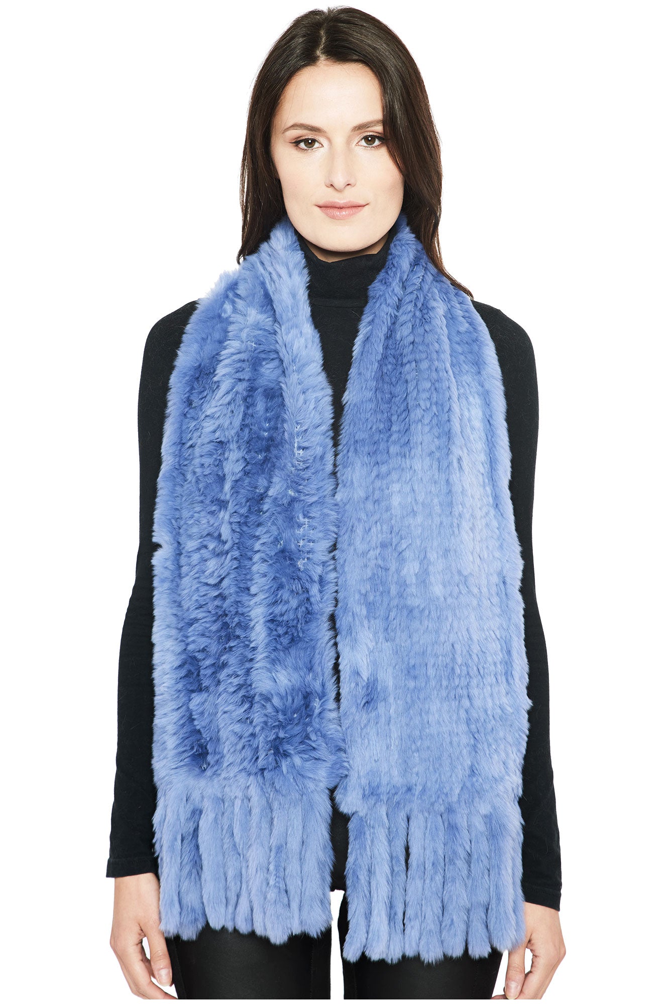 NORDEN - Knitted Fur Scarf with Fringes