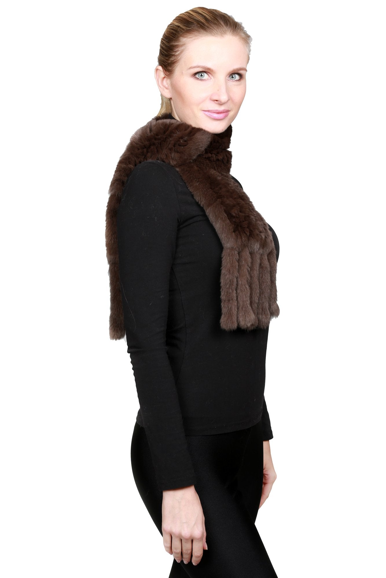NORDEN - Knitted Fur Scarf with Fringes