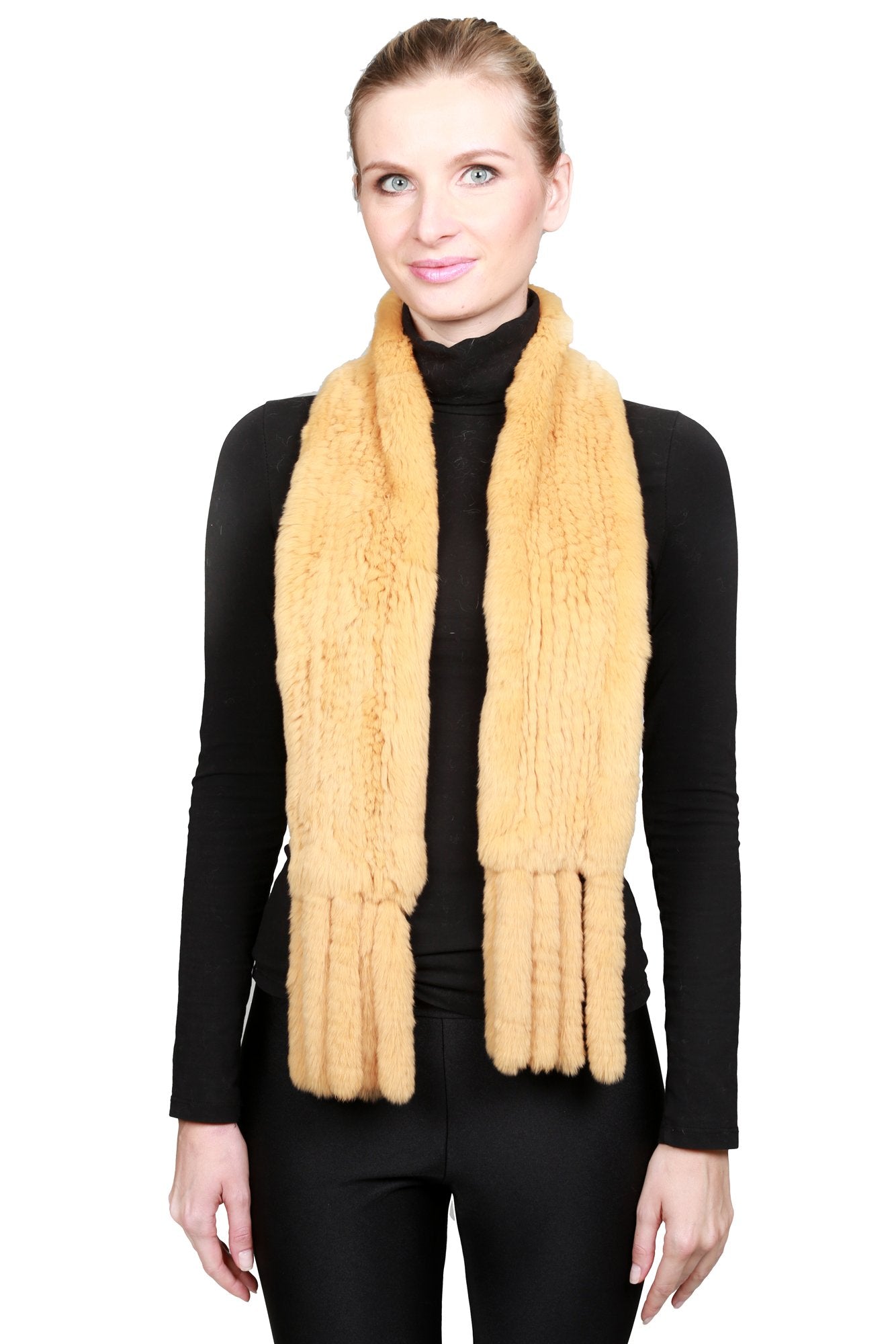 NORDEN - Knitted Fur Scarf with Fringes