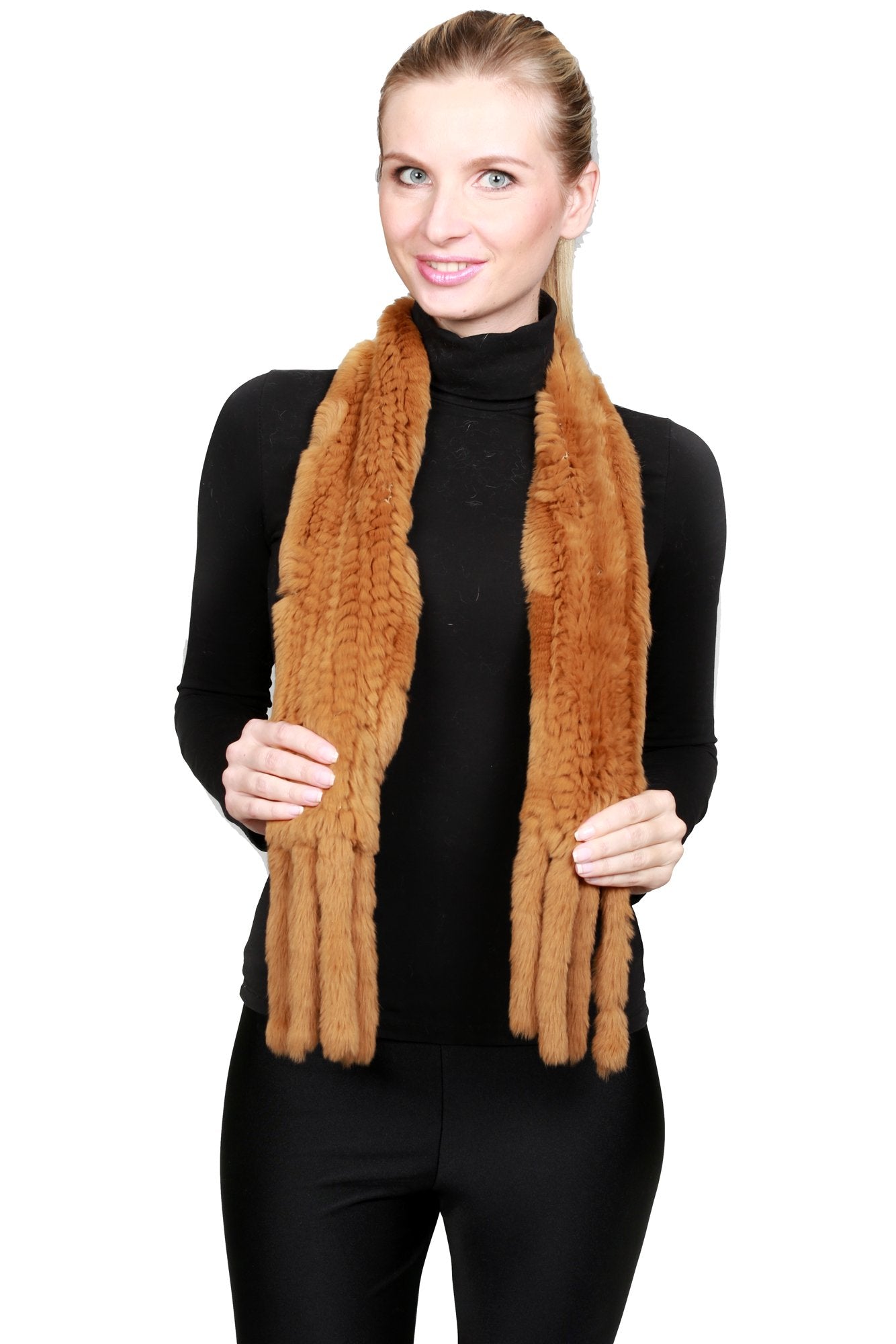 NORDEN - Knitted Fur Scarf with Fringes