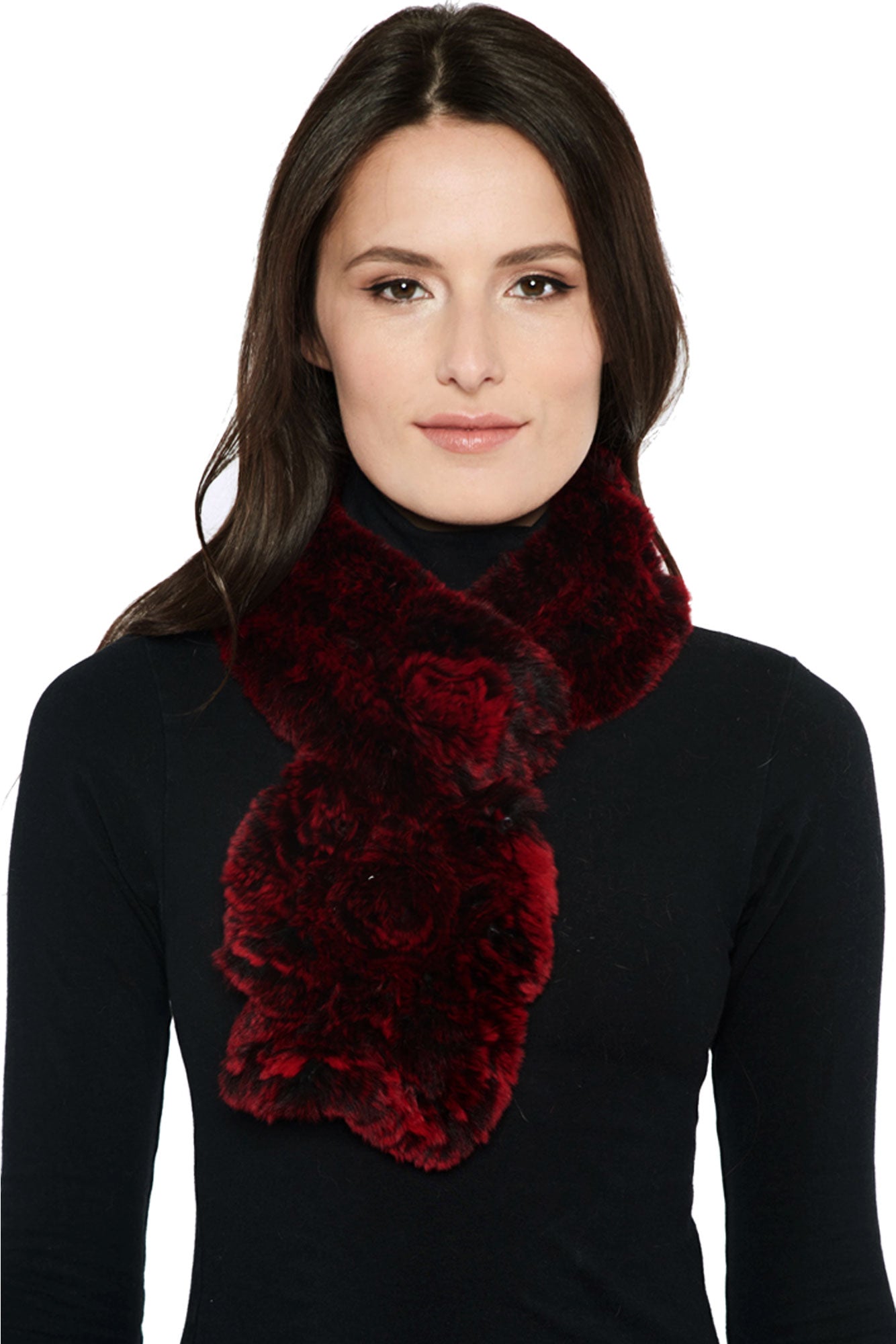 PRESTON - Knitted Rex Rabbit Scarf with Pull Through and Rosettes