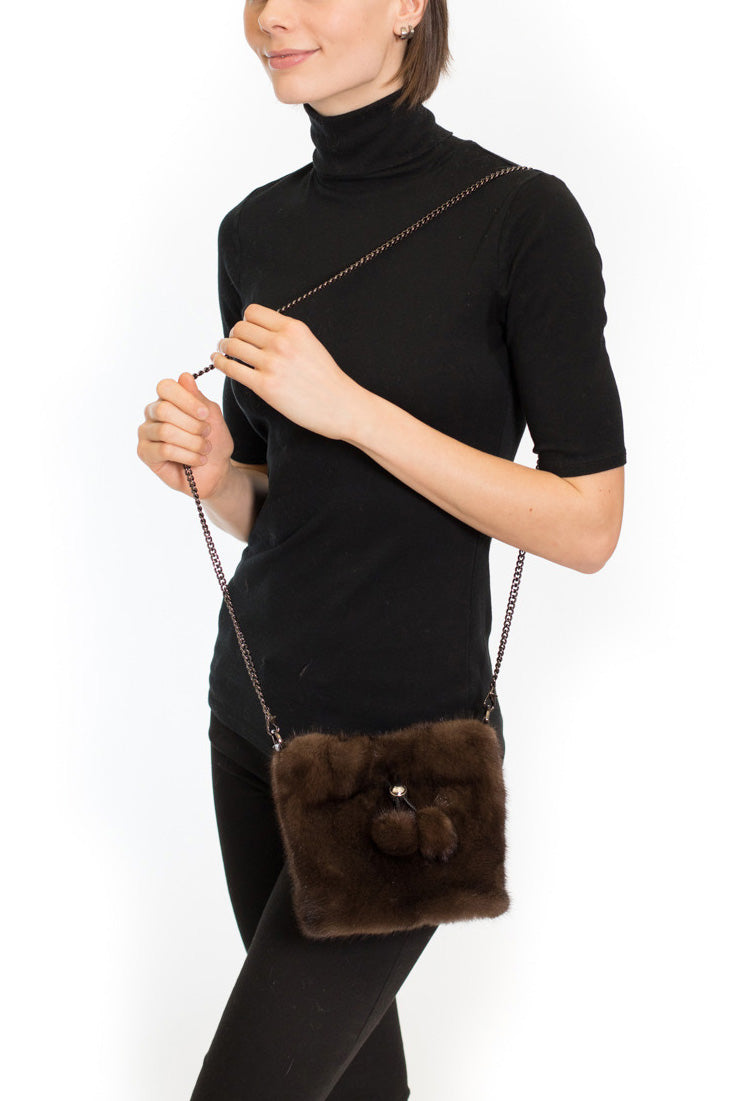 VISBY - Full Skin Mink Purse with Drawstring