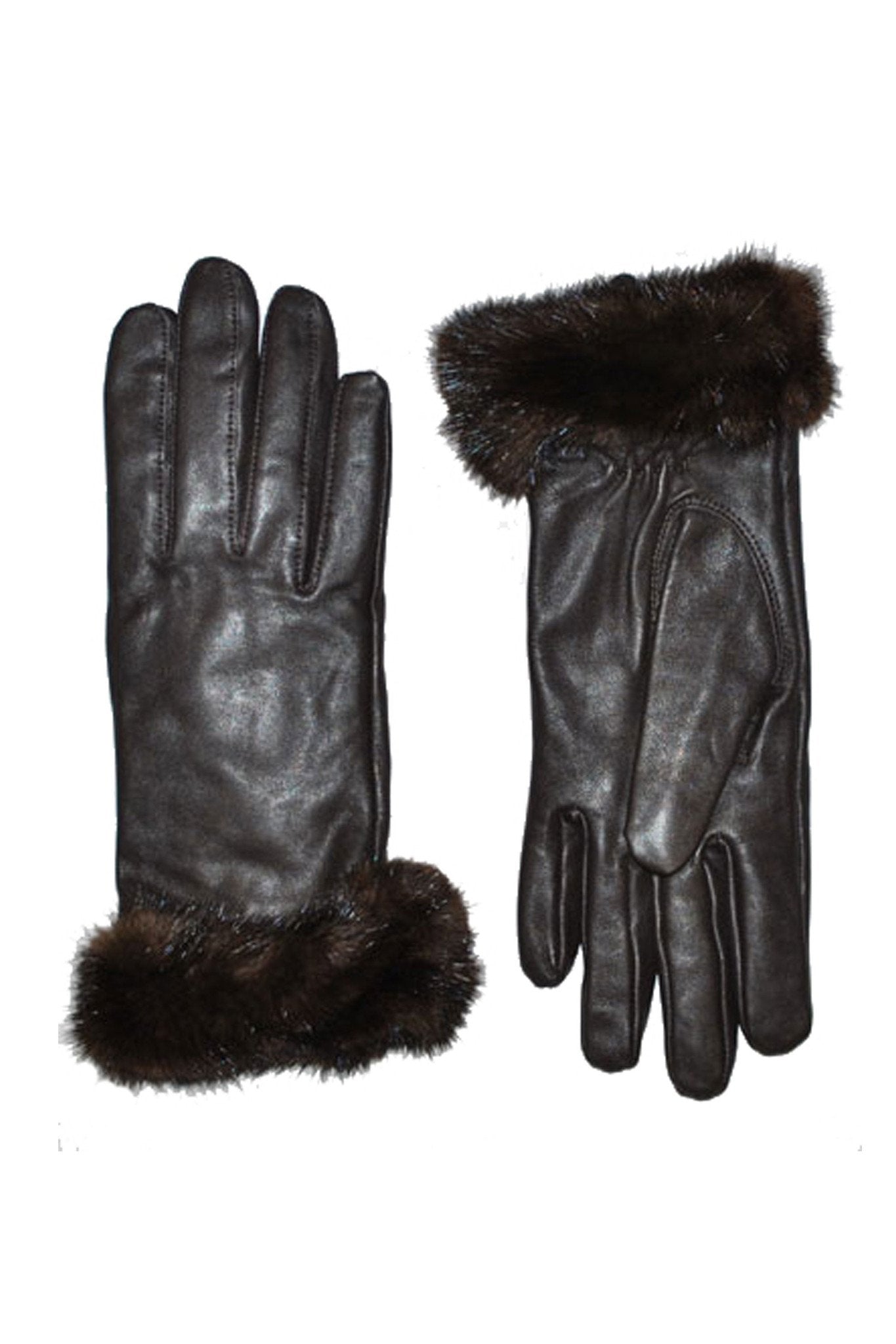 VELLMAR - Short Leather Gloves with Mink Trim