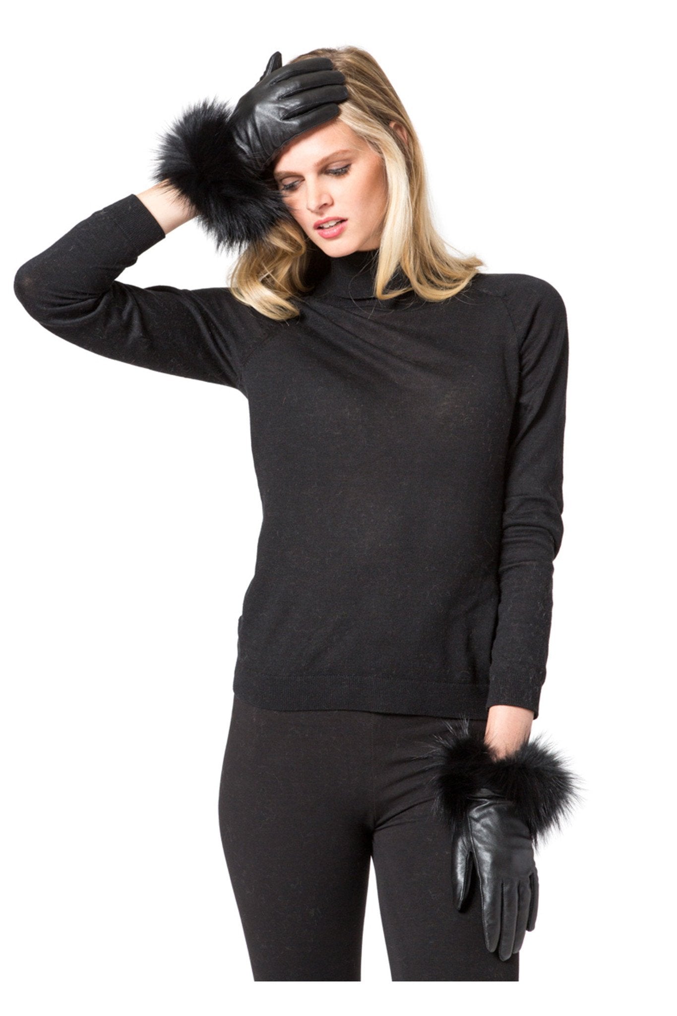 TULA - Short Leather Gloves with Fox Trim