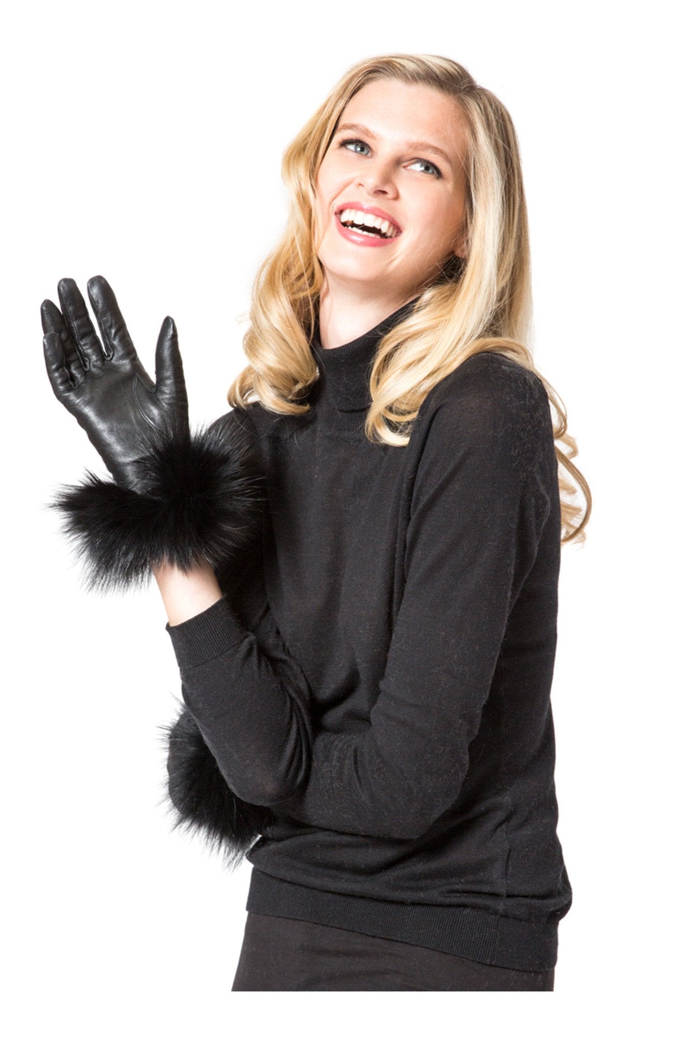 TULA - Short Leather Gloves with Fox Trim