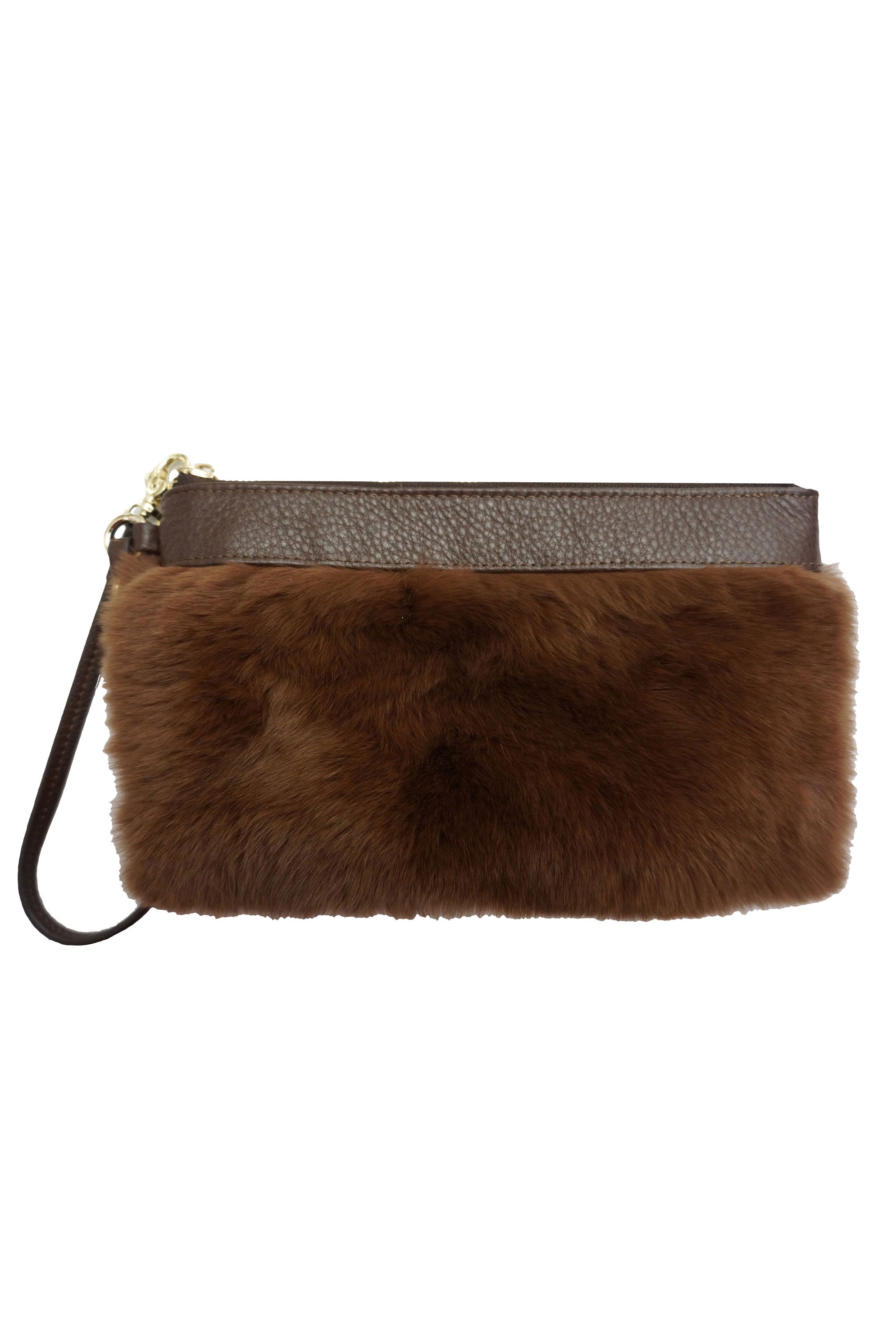 ANCHORAGE - Patent Leather Wristlet with Rex Fur