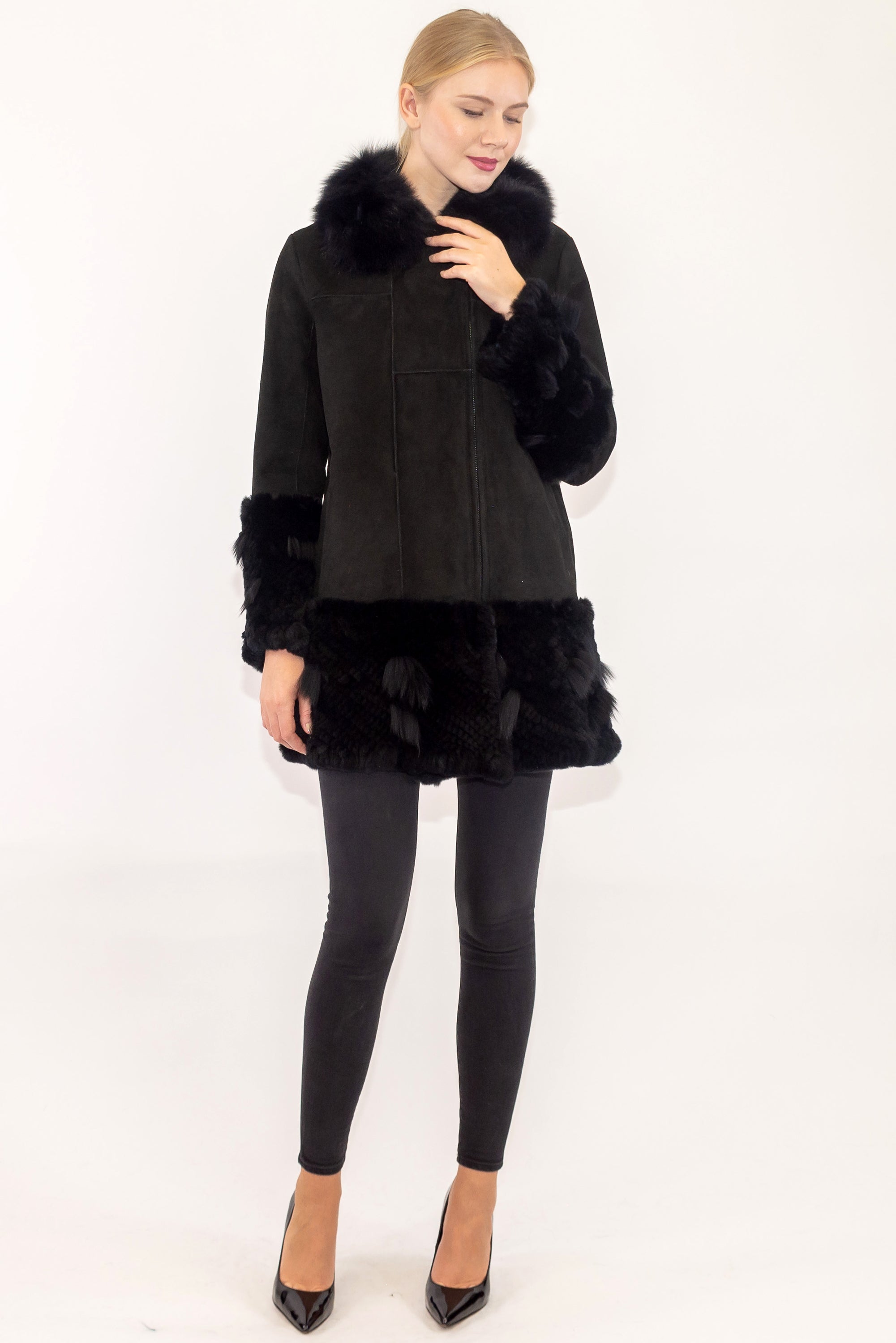 NEWHAVEN - Merino and Rex Rabbit Long Jacket