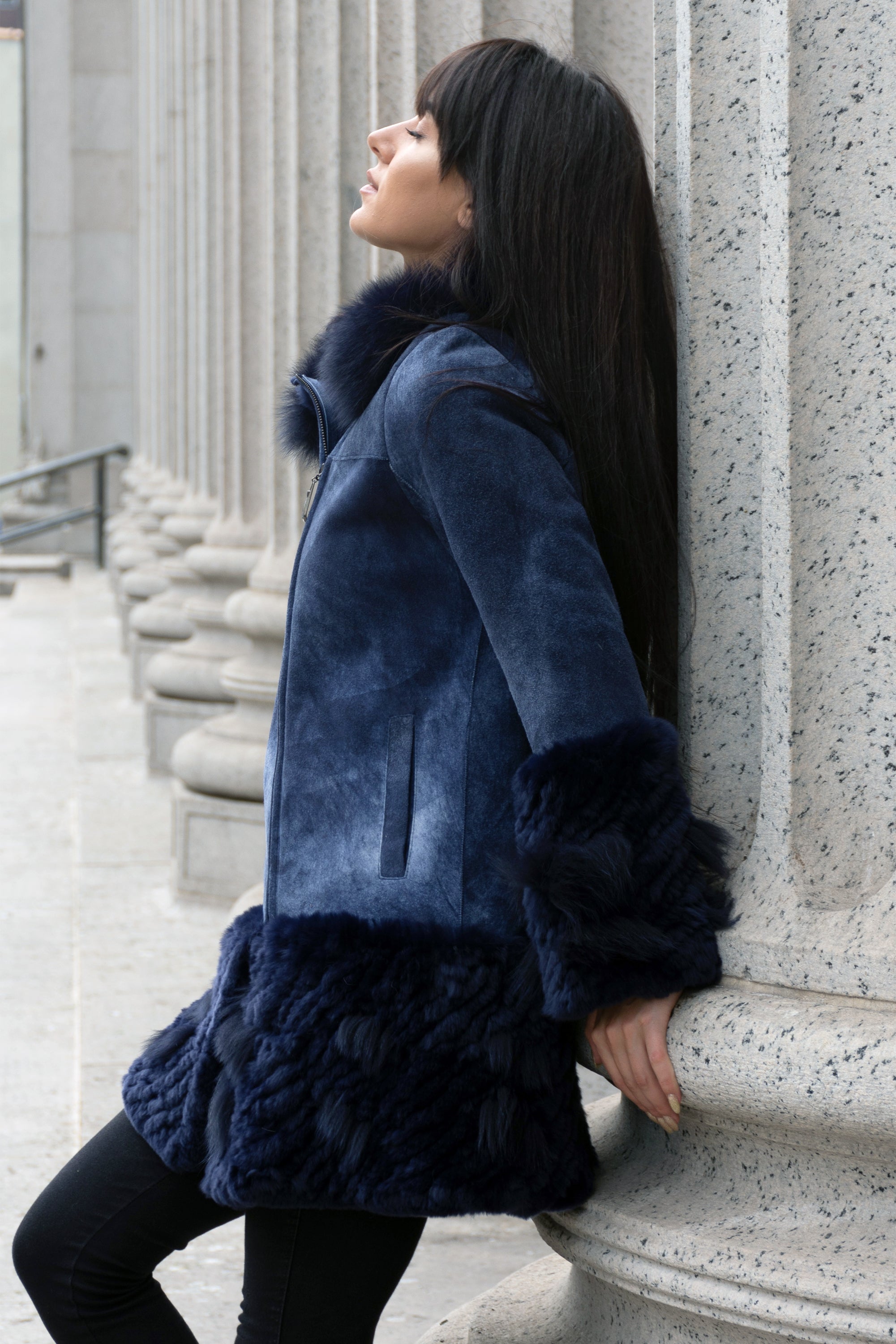 NEWHAVEN - Merino and Rex Rabbit Long Jacket