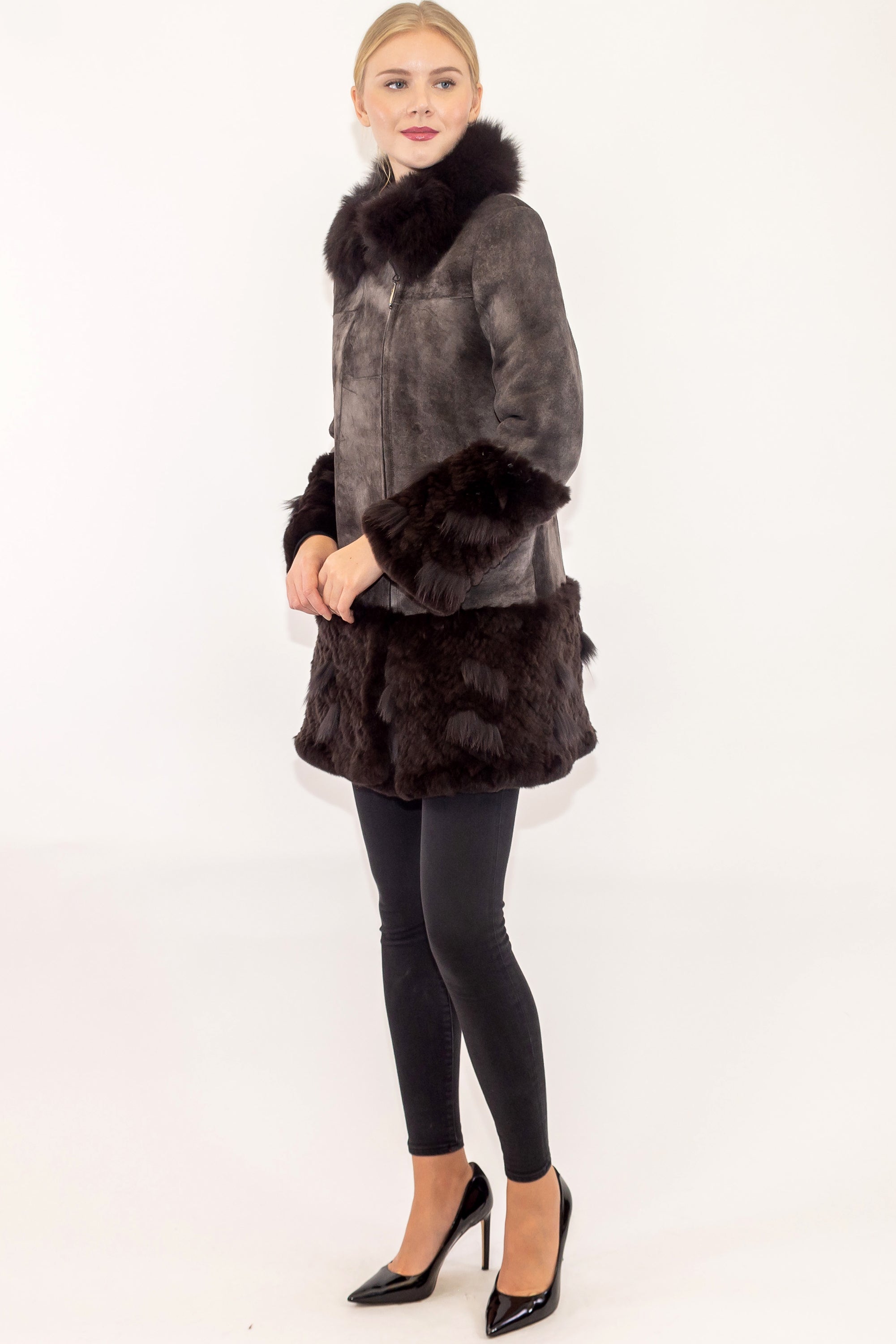 NEWHAVEN - Merino and Rex Rabbit Long Jacket