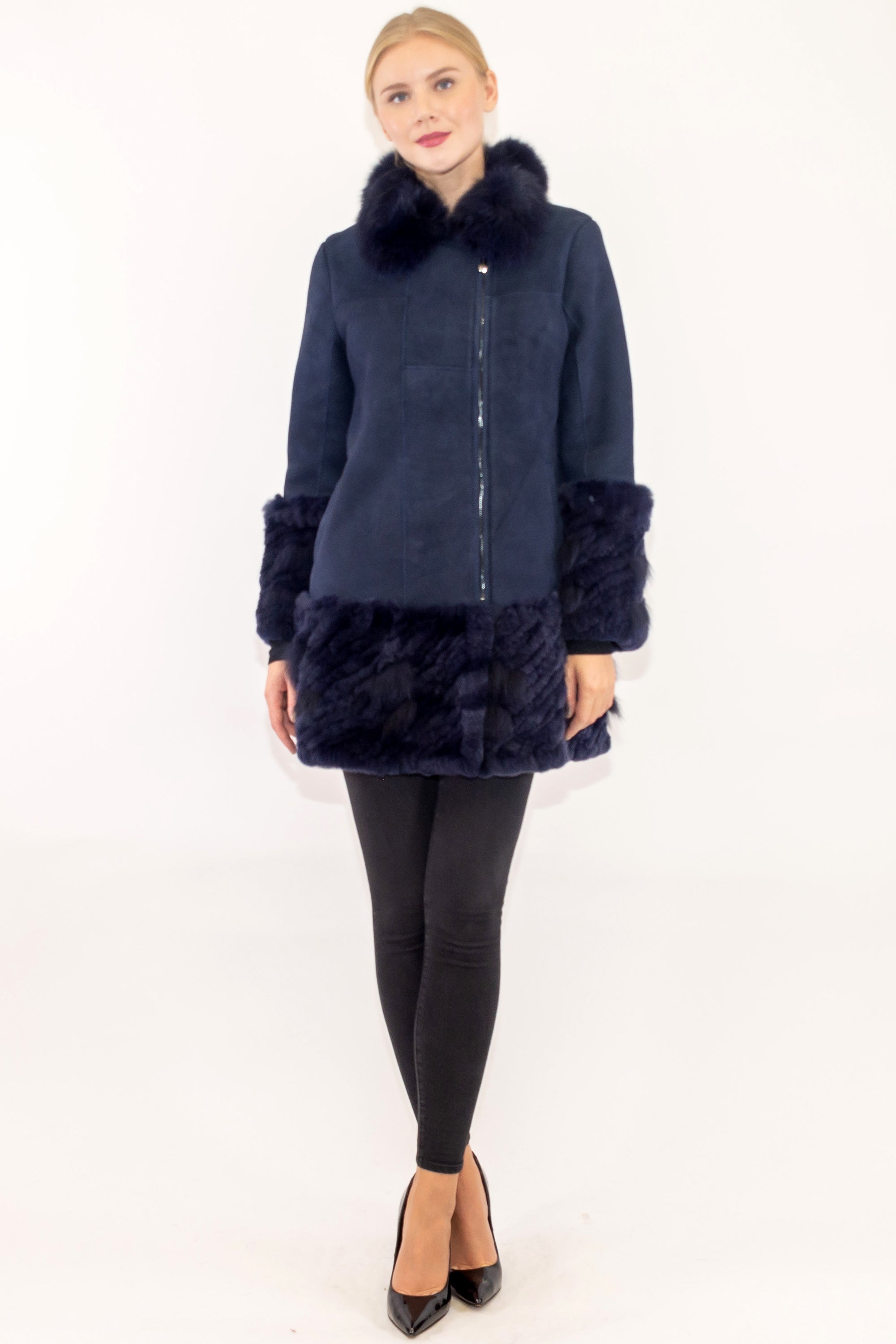 NEWHAVEN - Merino and Rex Rabbit Long Jacket