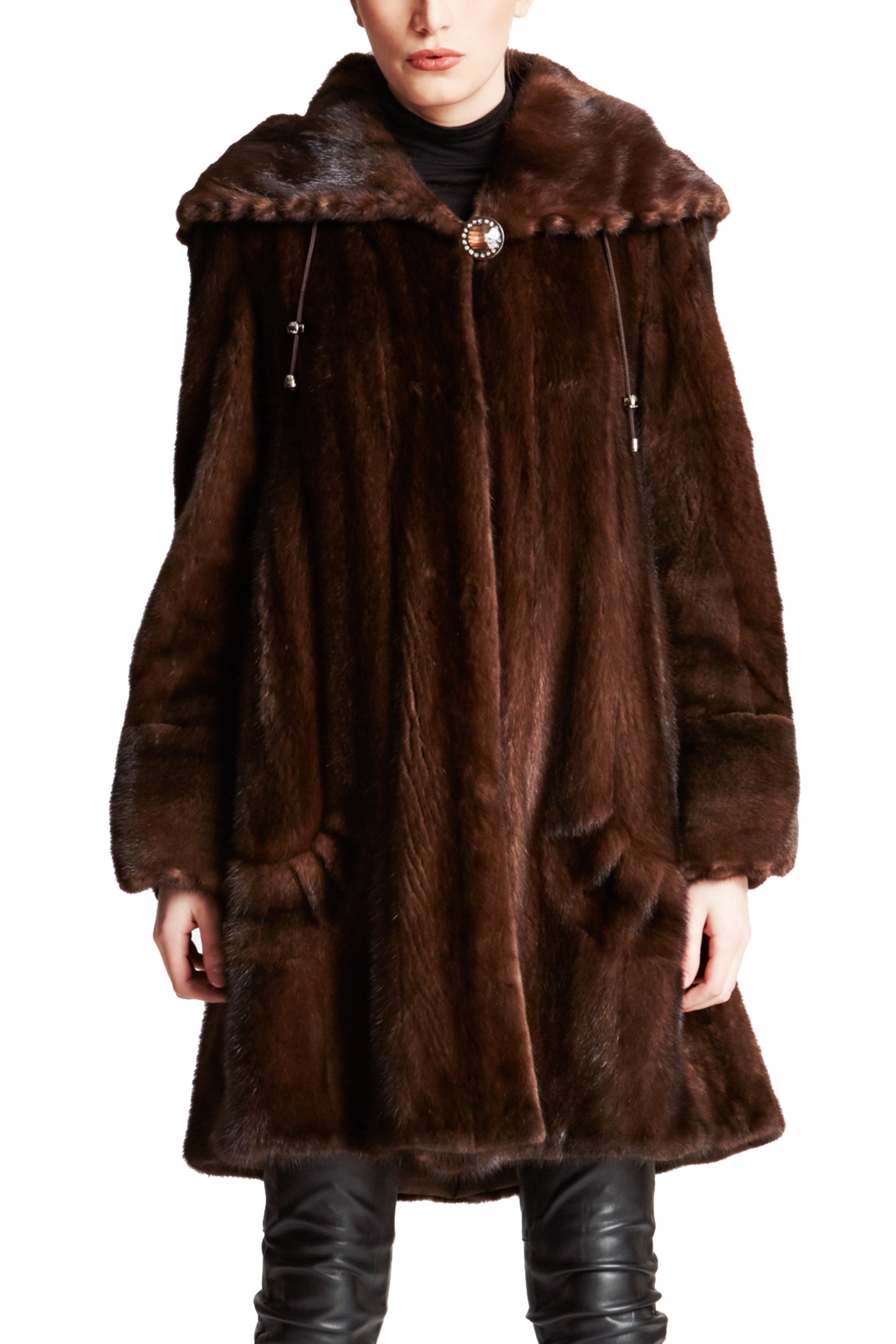 THE COLWOOD - Mink coat with oversized hood