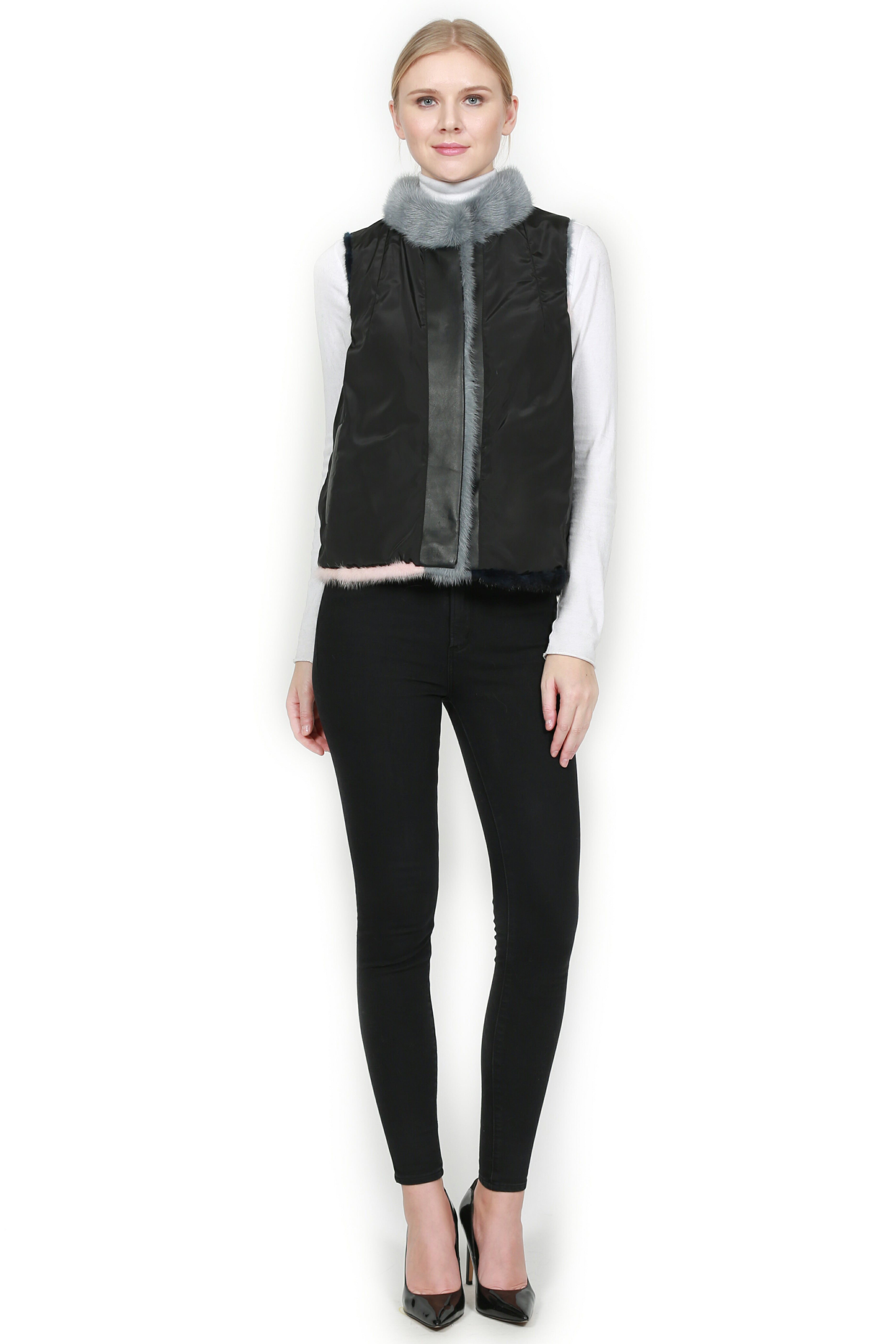 Ithaca- Reversible Colorblock Mink Vest