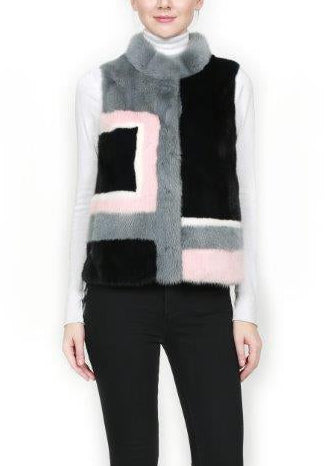 Ithaca- Reversible Colorblock Mink Vest