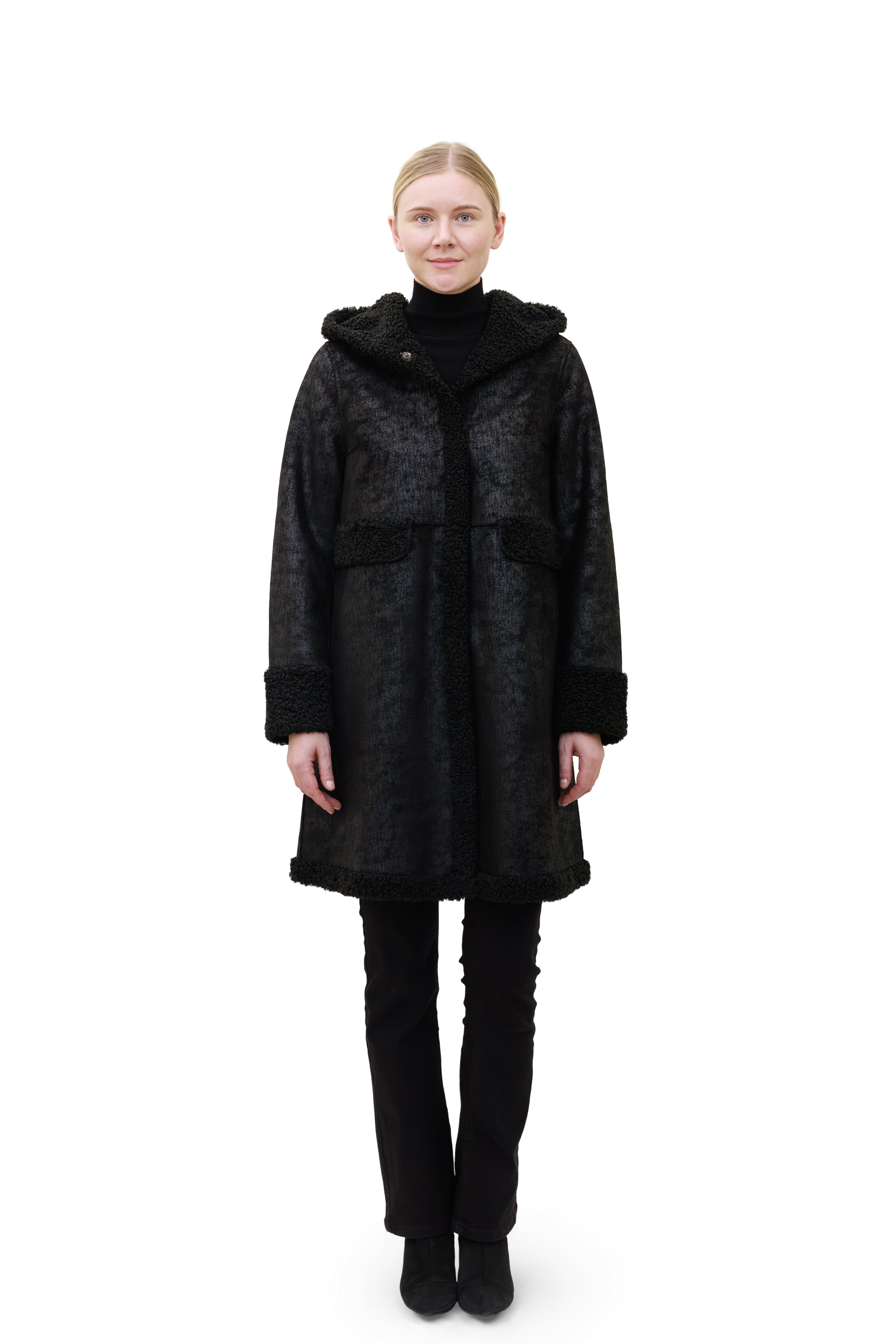 Starlake - Reversible faux sherpa coat with hood