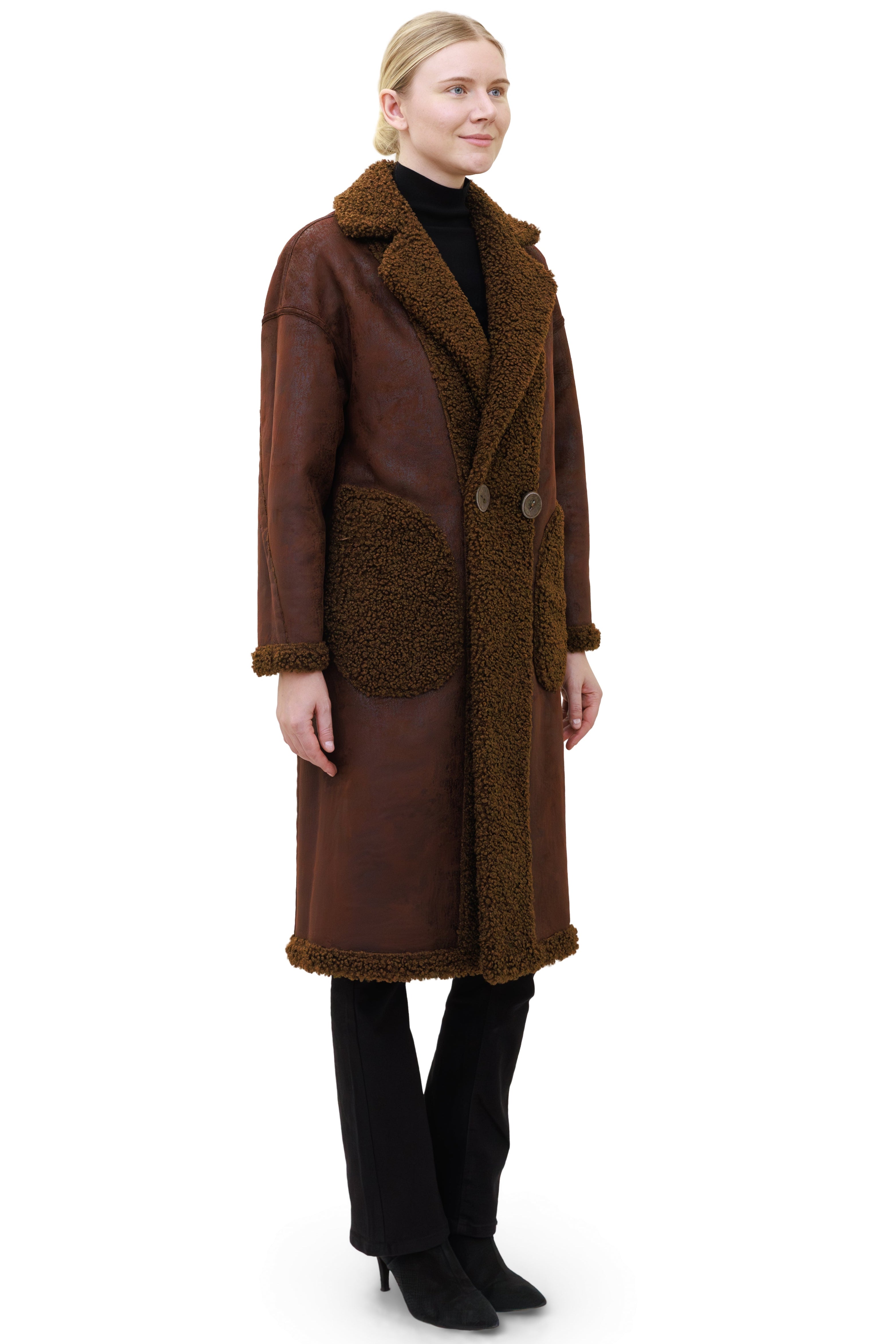 Birchwood - Reversible faux sherpa coat with notch collar