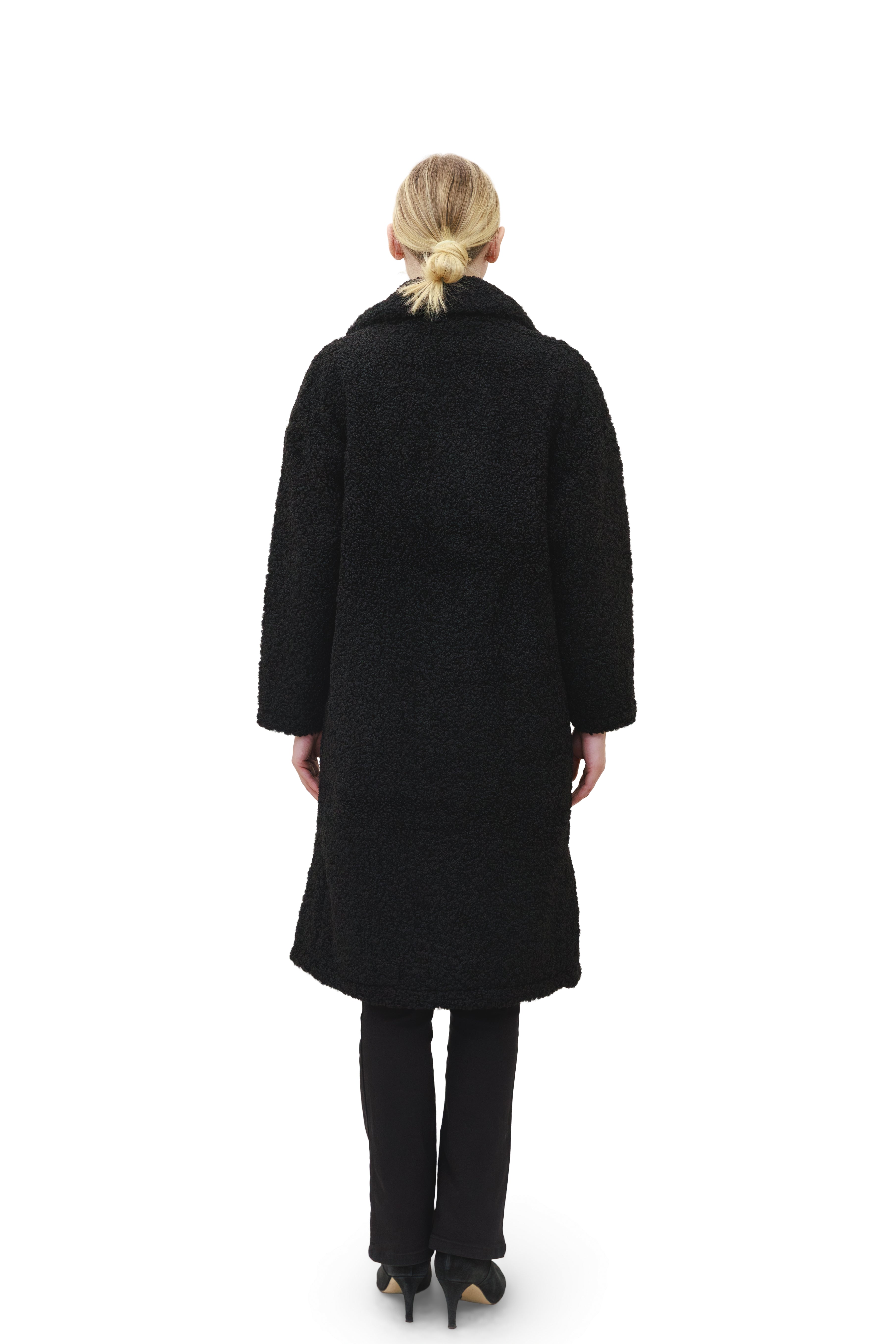 Cloudberry - Faux sherpa coat with notch collar