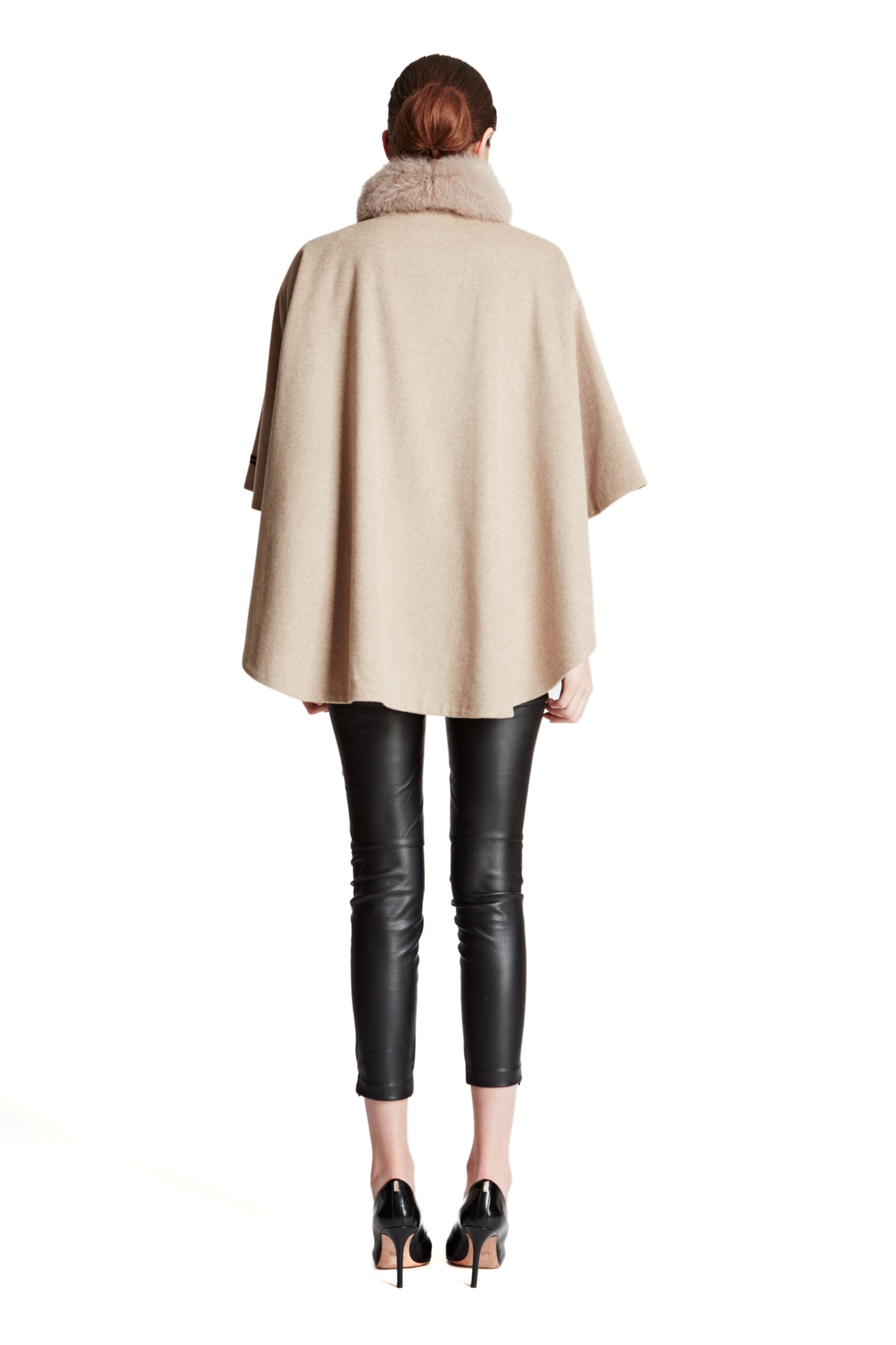 GERARD - Cashmere Blend Cape with Fox Fur