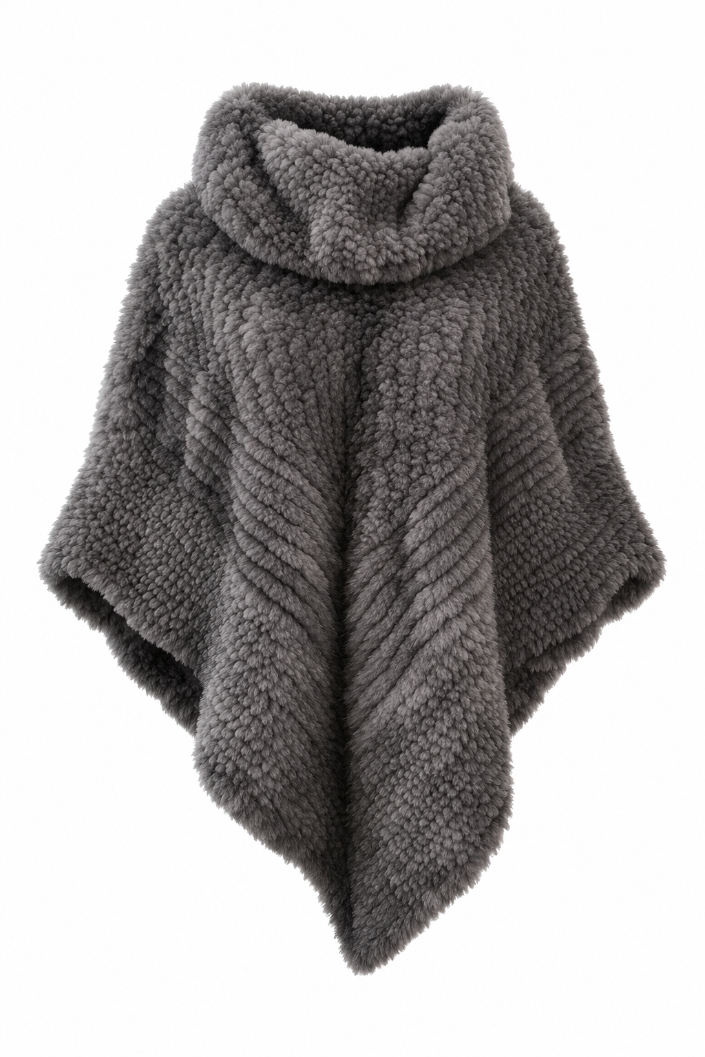 Gordes- Knitted Mink Cowl-Neck Poncho