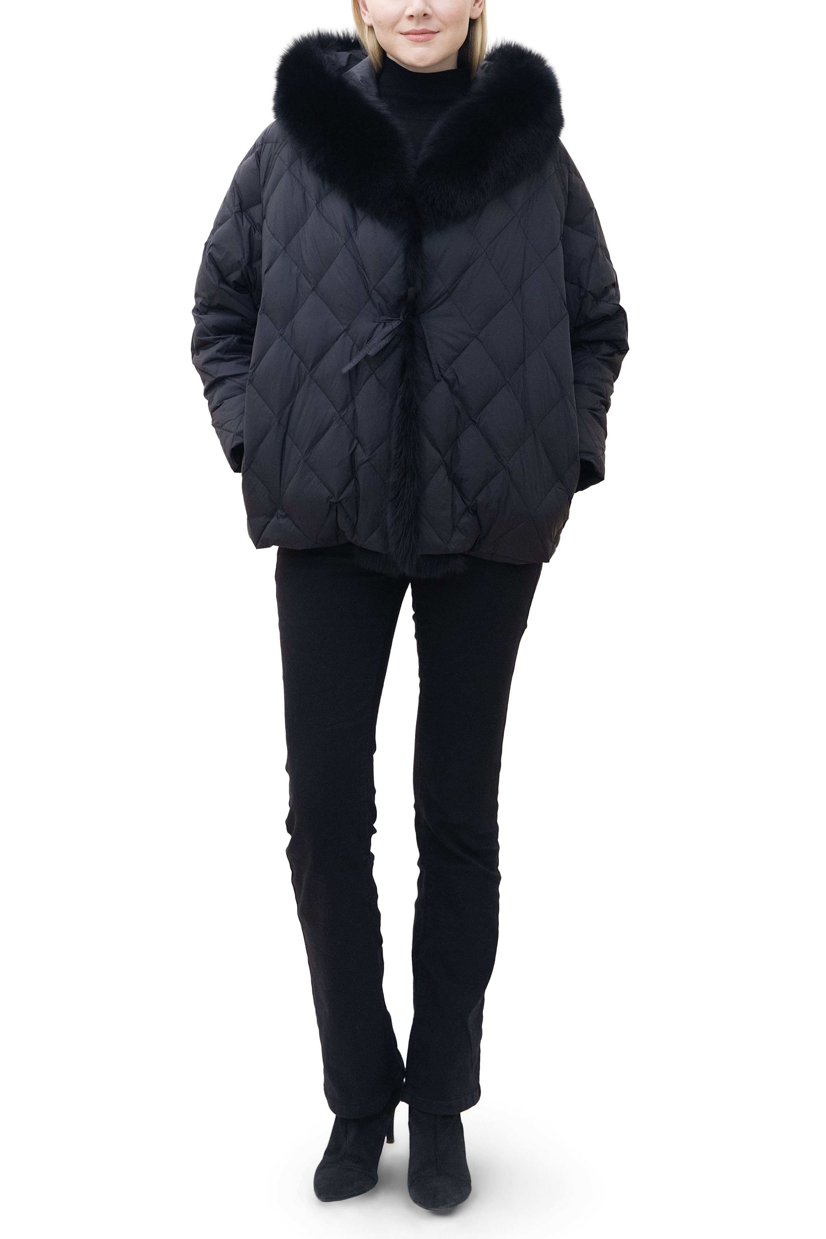 Deauville- Quilted Down Jacket with Faux Fur Hood Trim